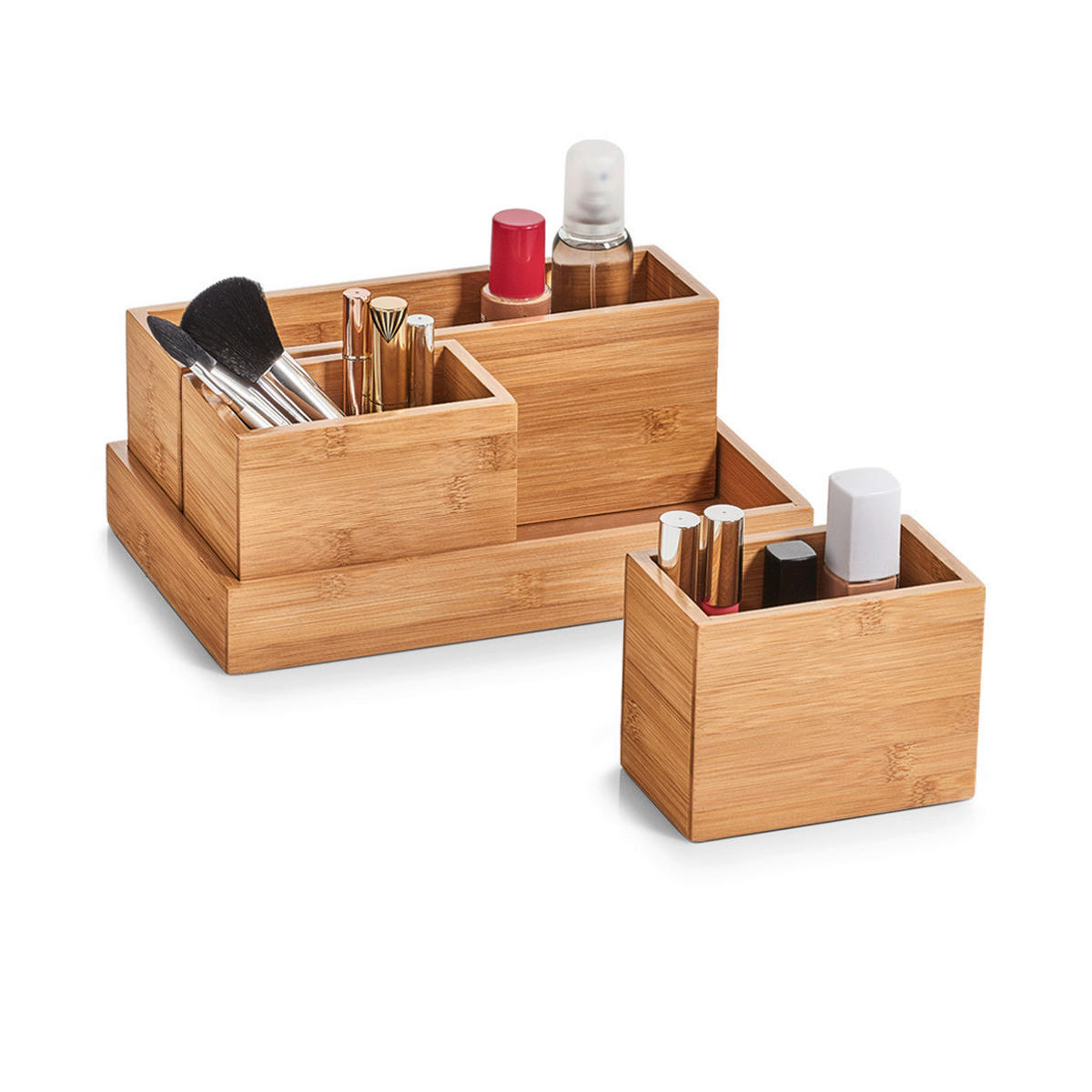 Zeller Organizer-Set natur Bambus B/H/L: ca. 28x11x18 cm Organizer-Set_4tlg. - natur (18,00/28,00/11,00cm) - Zeller