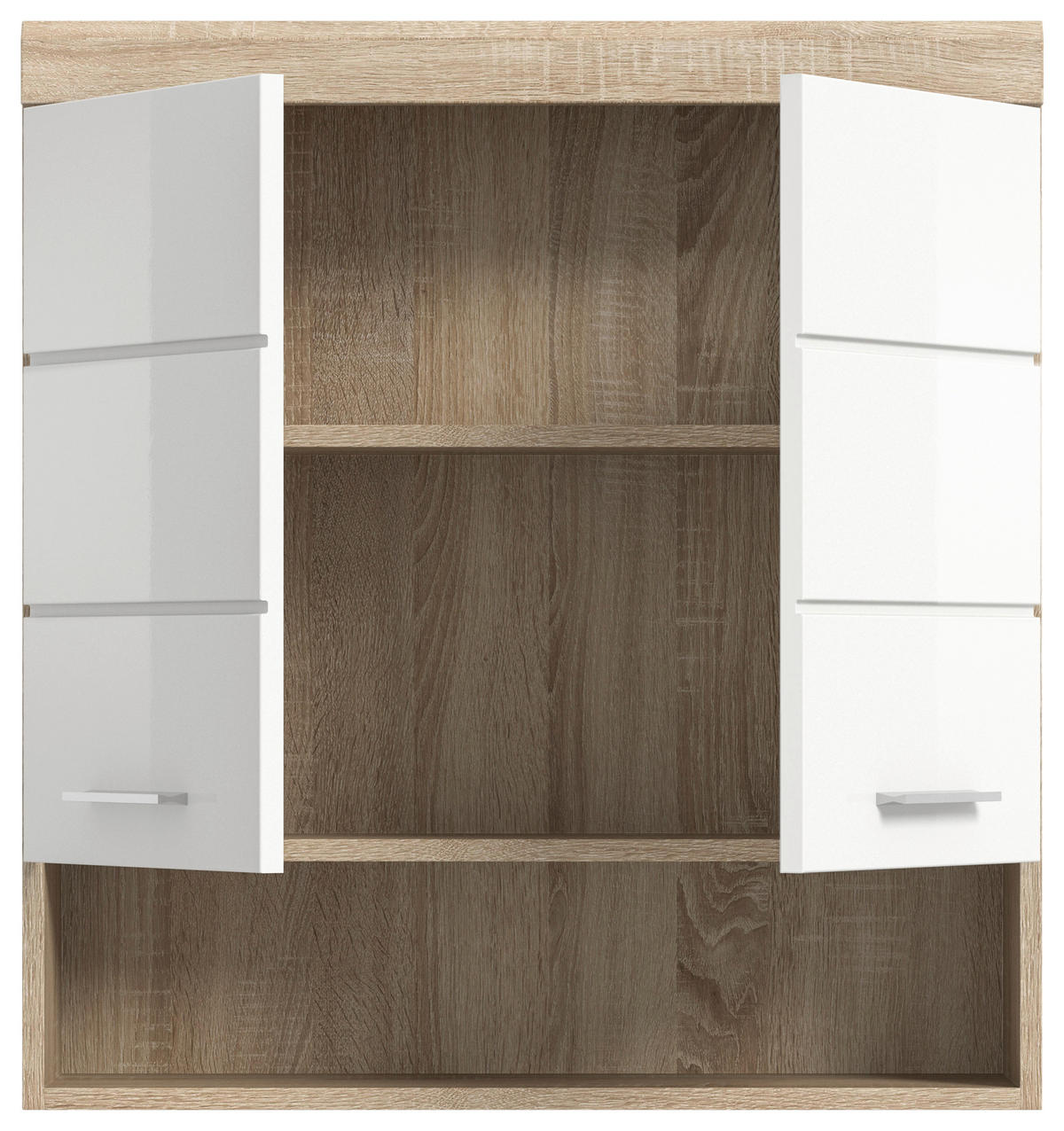 Badhängeschrank Lambada Eiche Sonoma Nachbildung weiß Hochglanz B/H/T: ca. 74x79x24 cm Lambada - Eiche/weiß (74,00/79,00/24,00cm) - xonox.home