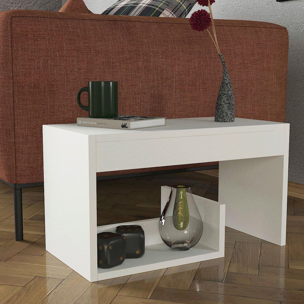 Beistelltisch Sister weiß Spanplatte B/H/T: ca. 35x60x29 cm Sister - weiß (35,00/60,00/29,00cm) - moebel17