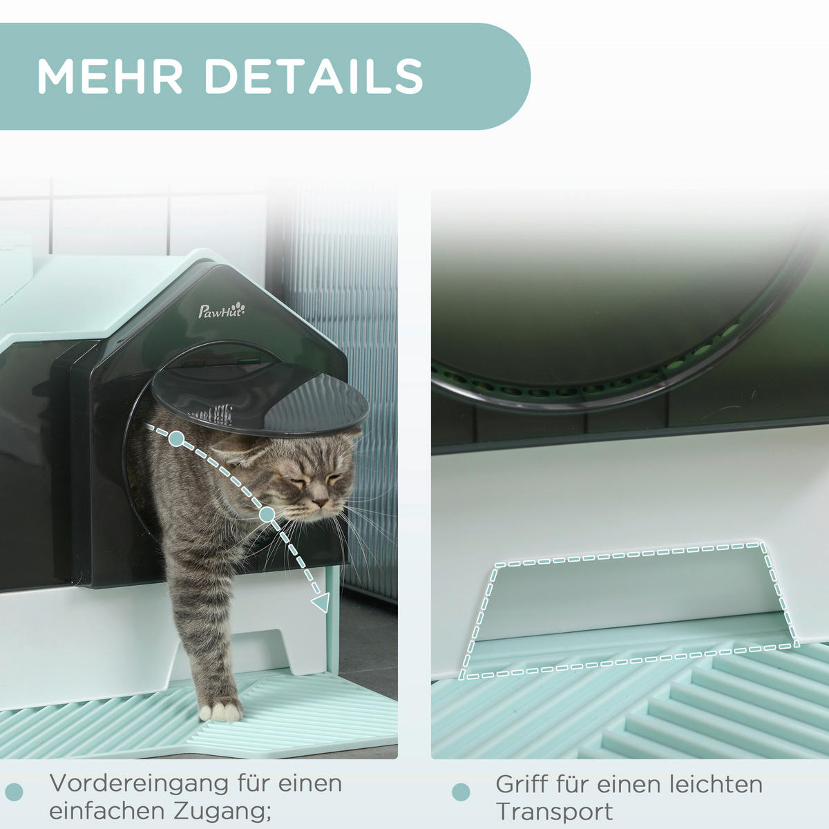 PawHut Katzen-Zubehör hellblau Edelstahl B/H/L: ca. 45x47x42 cm Katzentoilette - hellblau (42,00/45,00/47,00cm) - PawHut