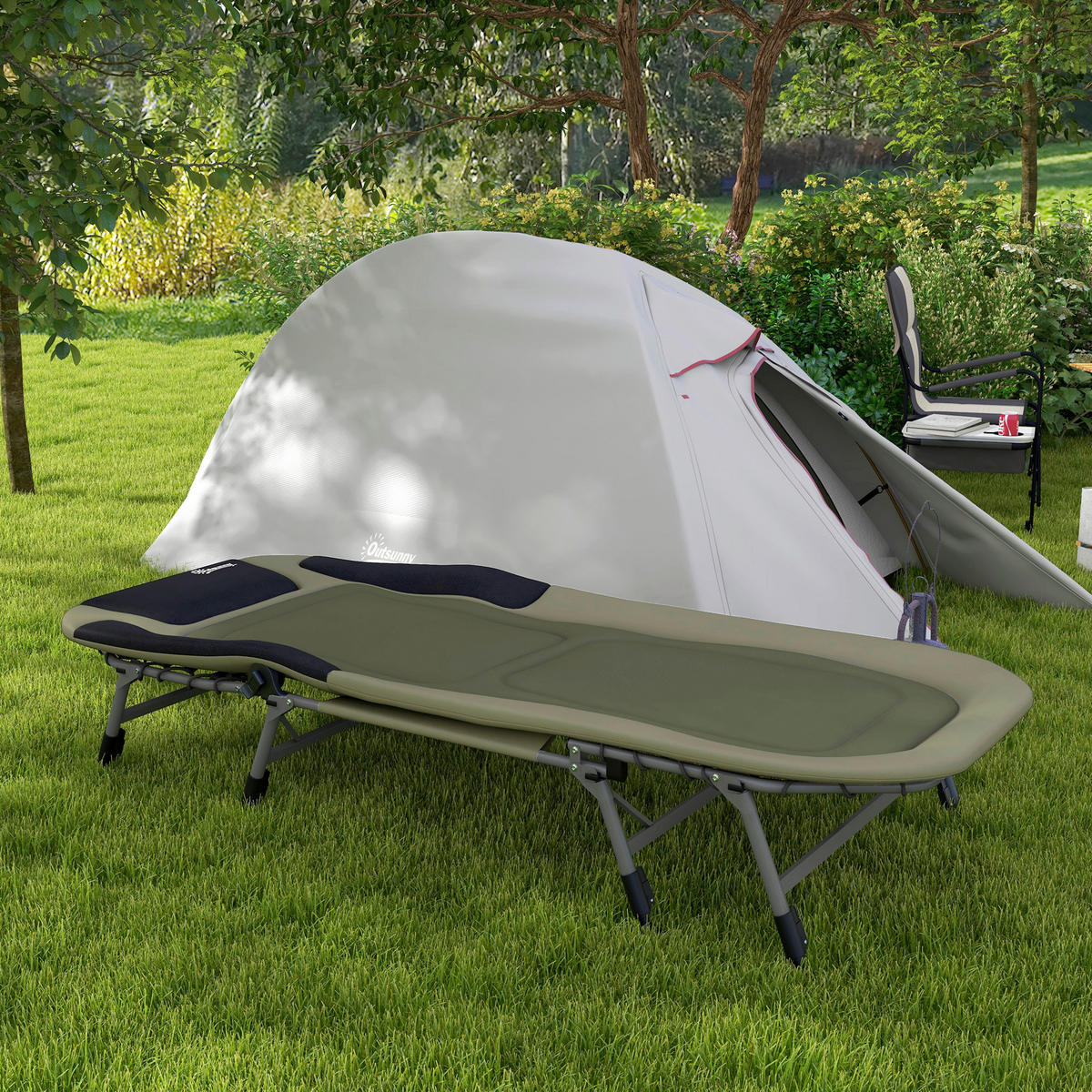 Outsunny Campingbett B/H/L: ca. 85x55x200 cm Campingbett - grün (200,00/85,00/55,00cm) - Outsunny