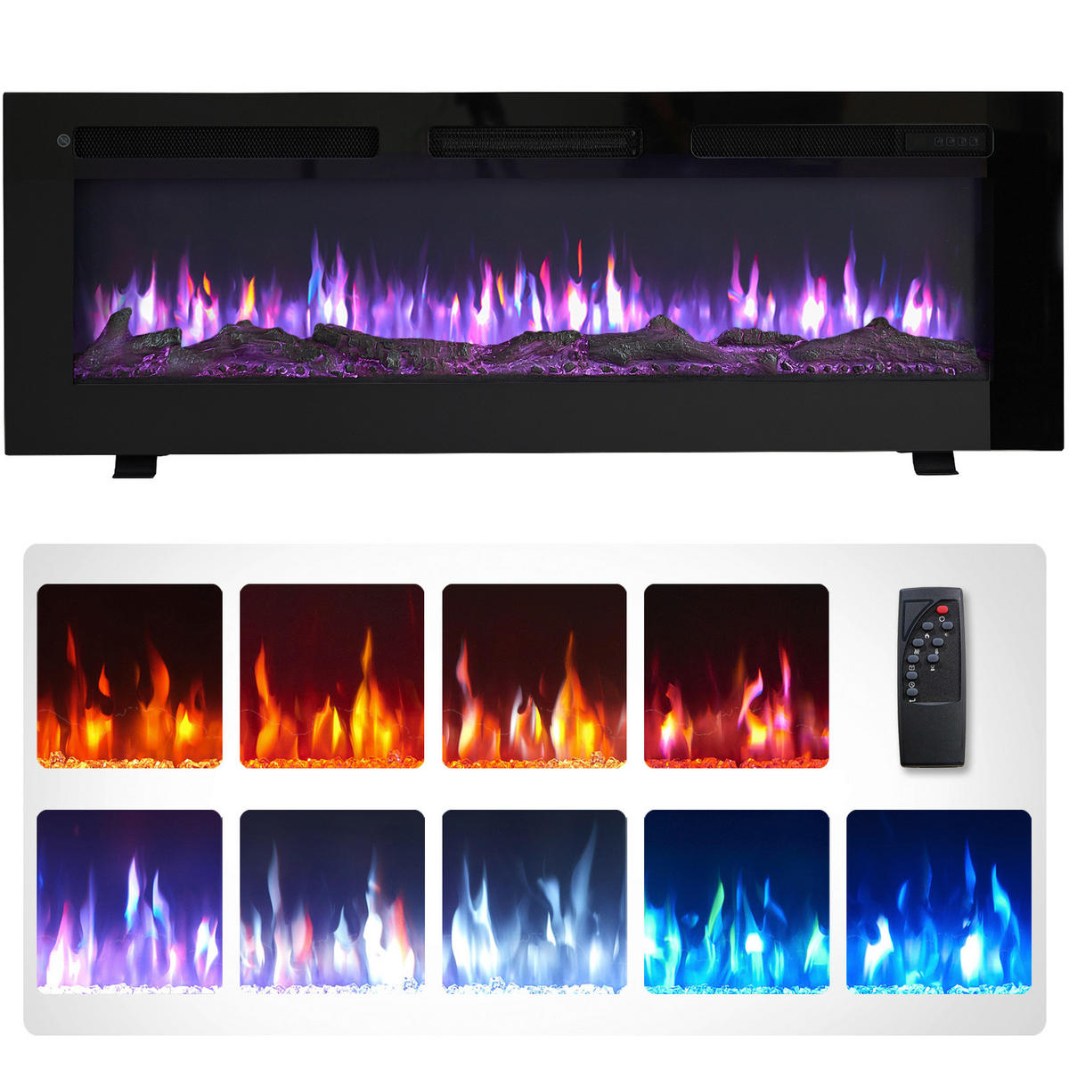 Balderia Elektrischer-Kamin Leif 50'' schwarz B/H/T: ca. 127x43x14,3 cm Elektrischer_Kamin Leif 50 - schwarz (127,00/43,00/14,30cm) - Balderia