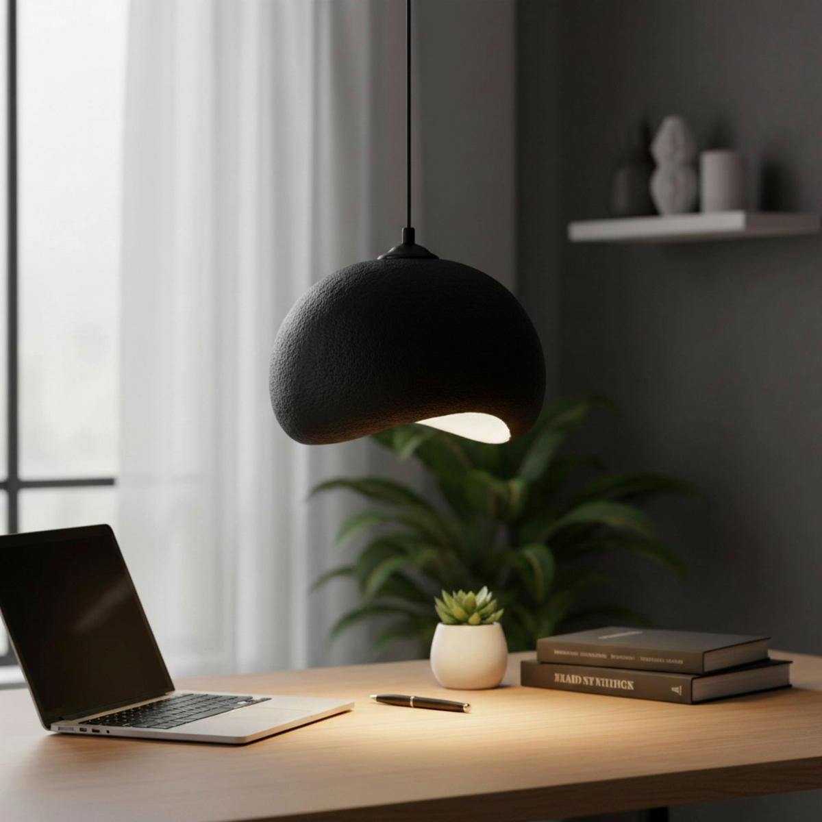 Opviq Pendelleuchte schwarz Polyester-Mischgewebe Metall B/H/L: ca. 29x120x34 cm E27 1 Brennstellen Yontu - 15850 - A - schwarz (34,00/29,00/120,00cm) - Opviq