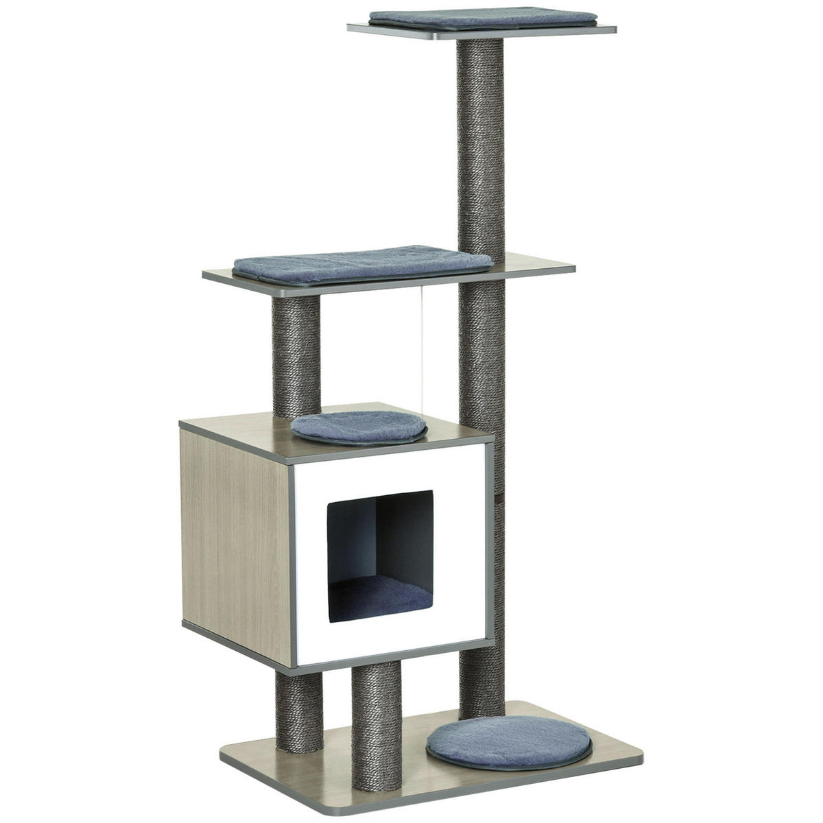 PawHut Katzenkratzbaum grau Holz B/H/L: ca. 40x120x60 cm Katzenkratzbaum - grau (60,00/40,00/120,00cm) - PawHut
