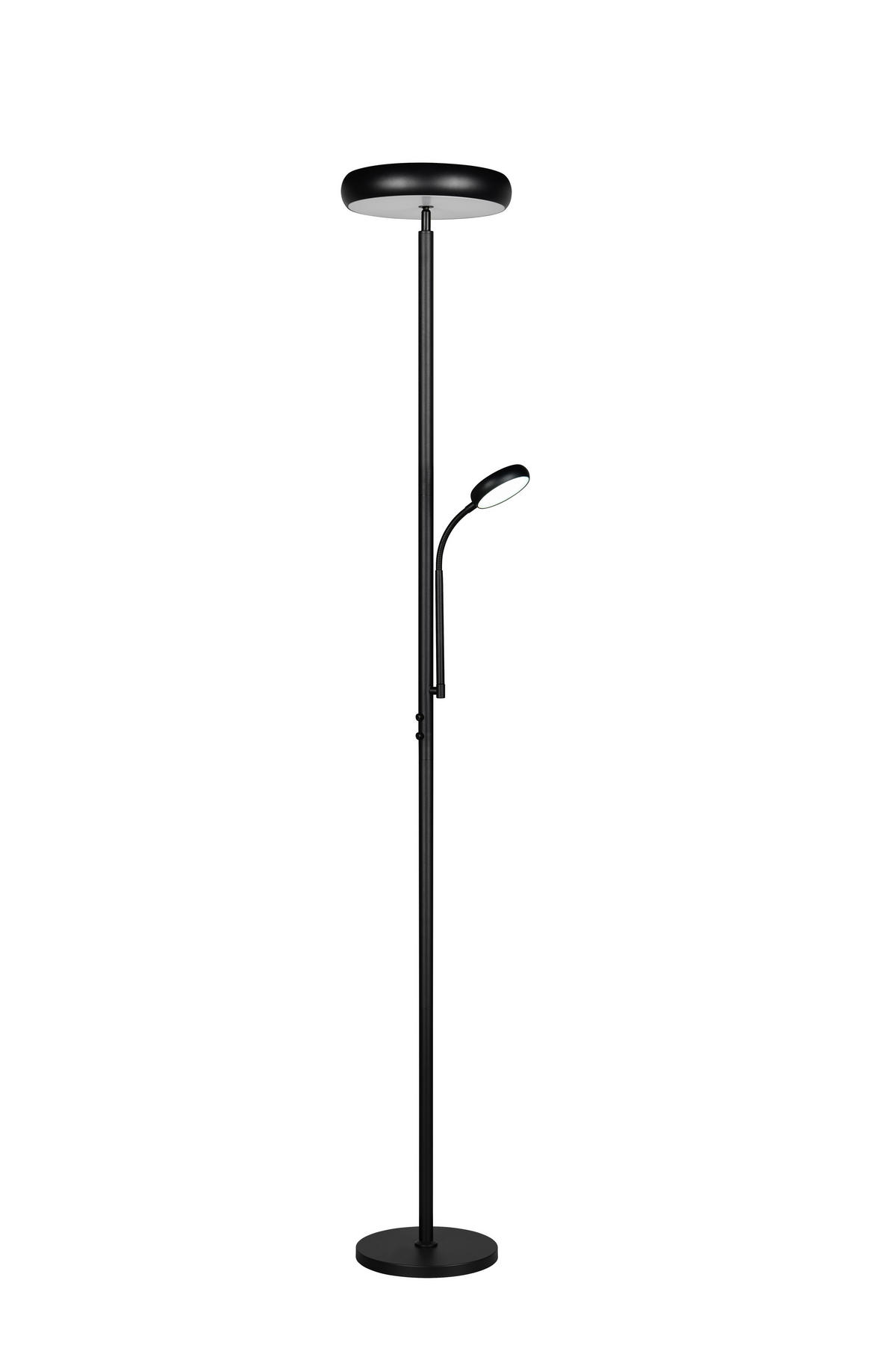 Reality LED Stehleuchte mattschwarz Metall H: ca. 183 cm 1 Brennstellen Palermo - mattschwarz (183,00cm) - Reality