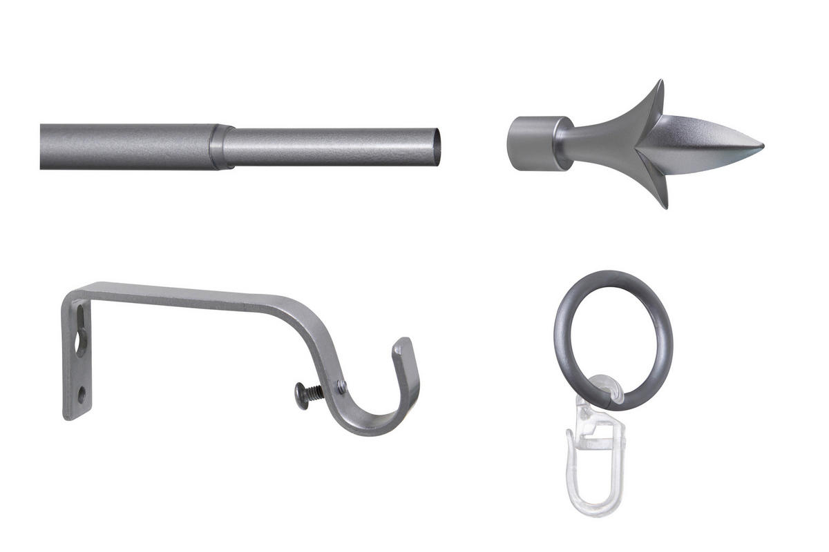 Gardinenstange silber Aluminium ausziehbar von ca. 130 bis 240 cm 1.0 Läufe Gardinenstange_Lance - silber
