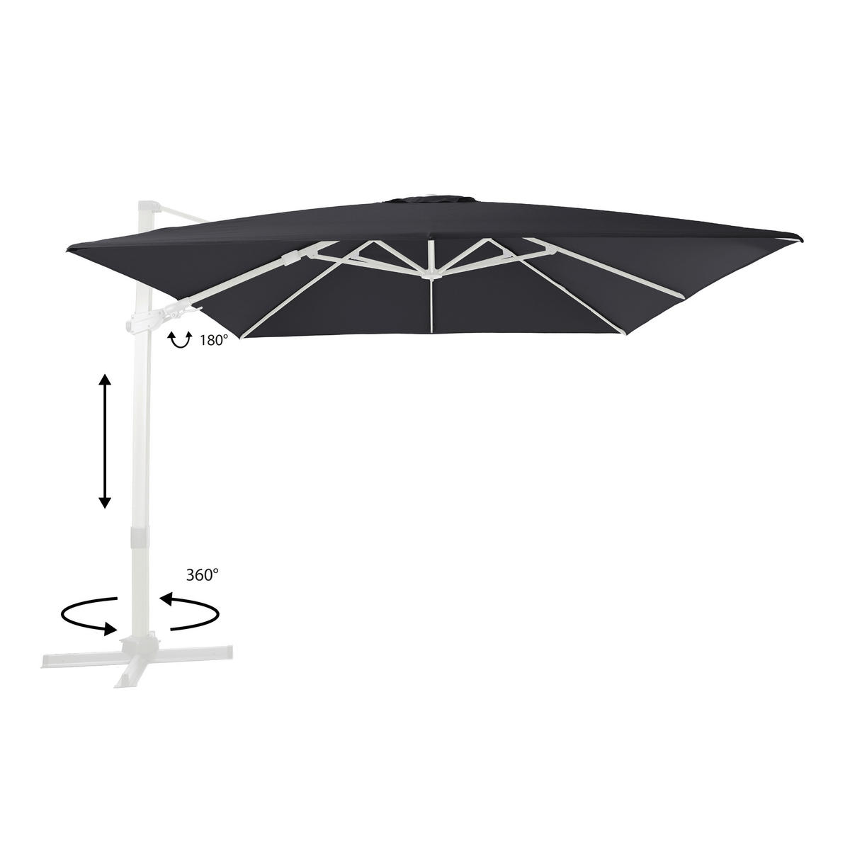 AXI Outdoor Living Ampelschirm Apollo weiß Textil B/H/L: ca. 300x255x300 cm Apollo - weiß/grau (300,00/300,00/255,00cm) - AXI Outdoor Living