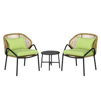 Outsunny Sitzgruppe grün Edelstahl B/H/L: ca. 65x69x77 cm Rattan_Gartenmöbel-Set - grün (77,00/65,00/69,00cm) - Outsunny
