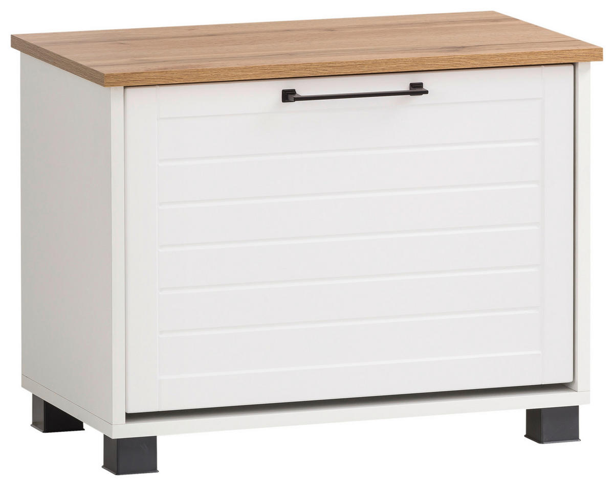 Schuhbank Jelda weiß matt Eiche Landhaus Nachbildung B/H/T: ca. 62x47,2x34,1 cm Jelda - Eiche/weiß (62,00/47,20/34,10cm) - Möbelpartner