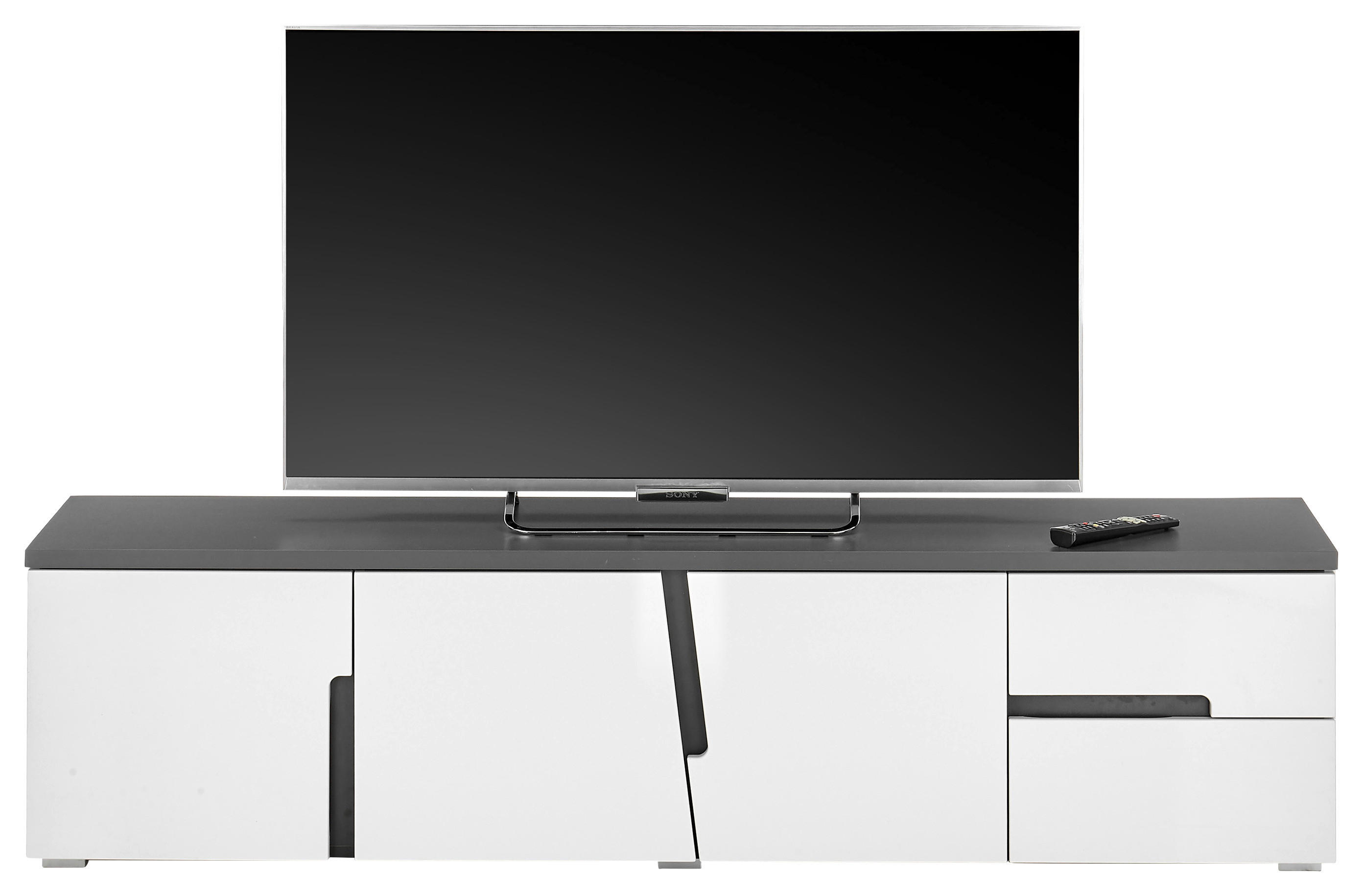 TV-Lowboard Boston weiß Hochglanz anthrazit B/H/T: ca. 176x44x38 cm Boston - weiß/anthrazit (176,00/44,00/38,00cm)