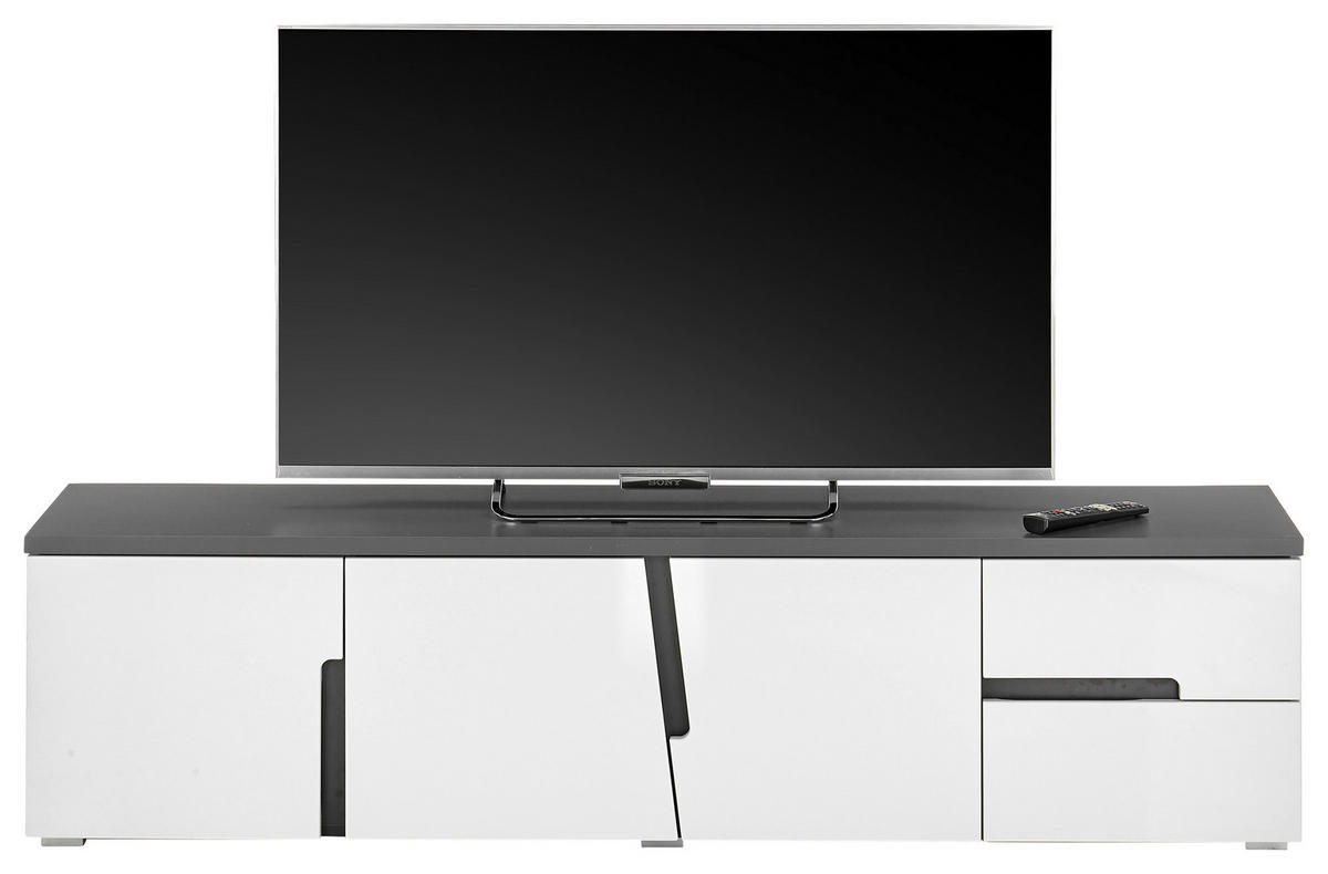 TV-Lowboard Boston weiß Hochglanz anthrazit B/H/T: ca. 176x44x38 cm Boston - weiß/anthrazit (176,00/44,00/38,00cm)