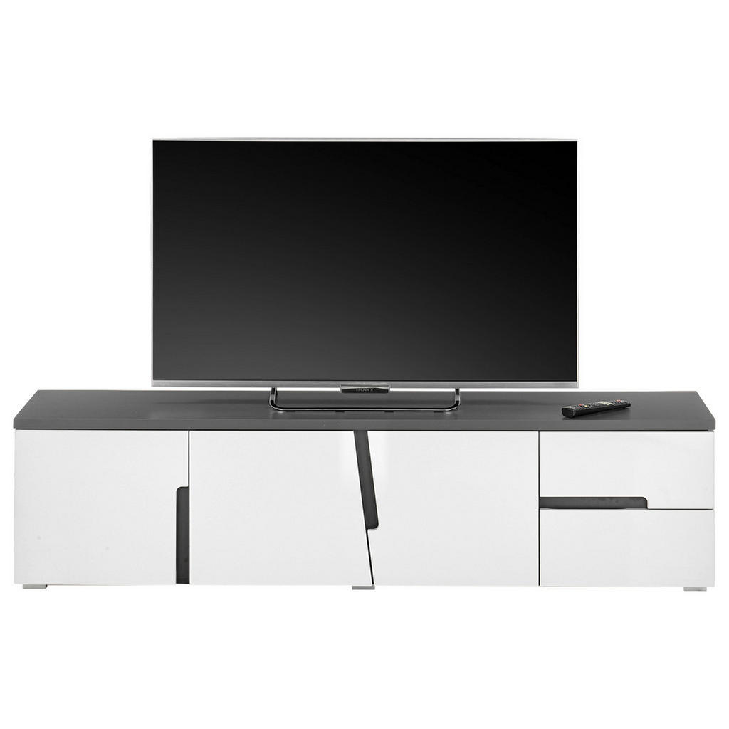 Thumbnail - TV-Lowboard Boston weiß Hochglanz anthrazit B/H/T: ca. 176x44x38 cm