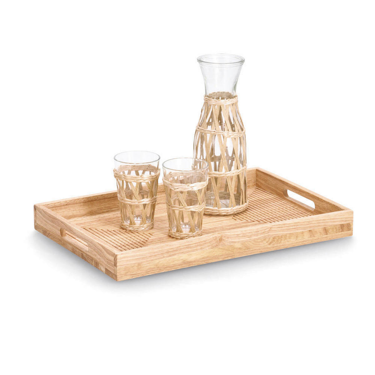 Zeller Serviertablett natur Holz B/H/L: ca. 305x45x457 cm Tablett_Stripes - natur (457,00/305,00/45,00cm) - Zeller
