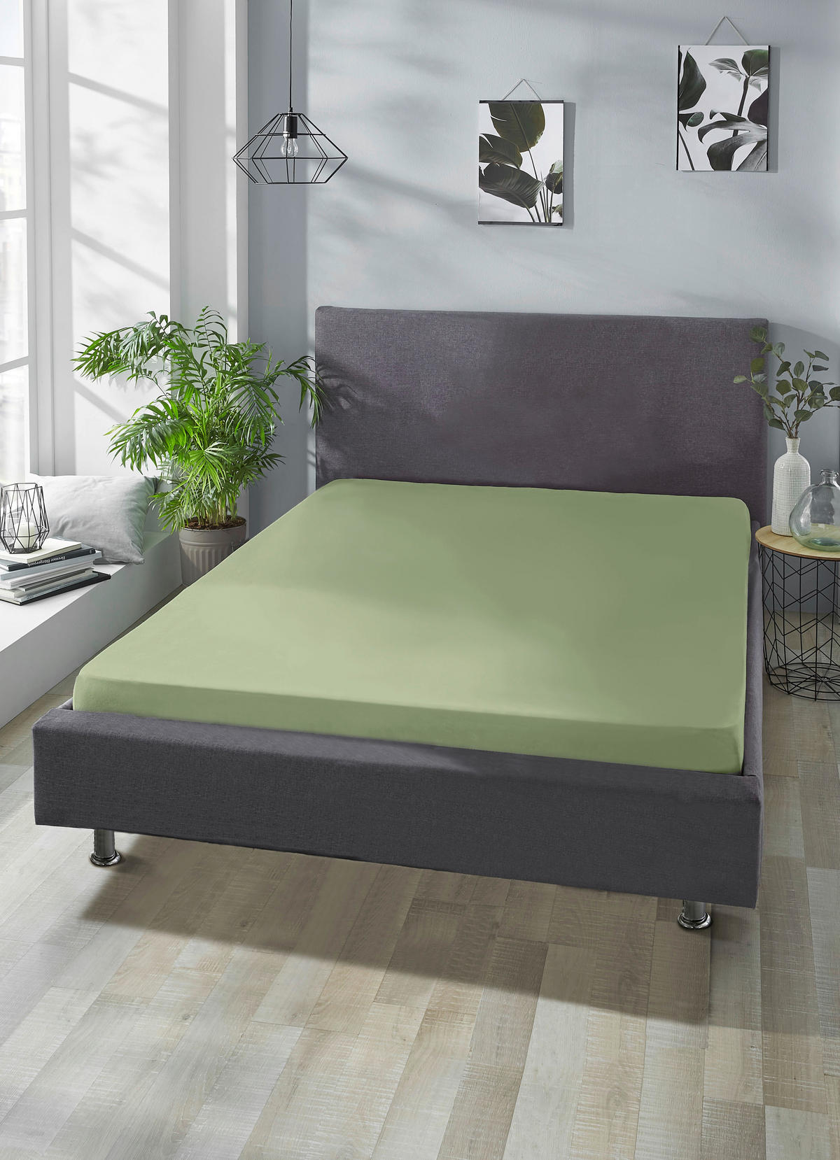 Jersey Spannbetttuch Spannbetttuch-Jersey 180x200cm - grün (180,00/200,00cm) - Trendline by Biberna