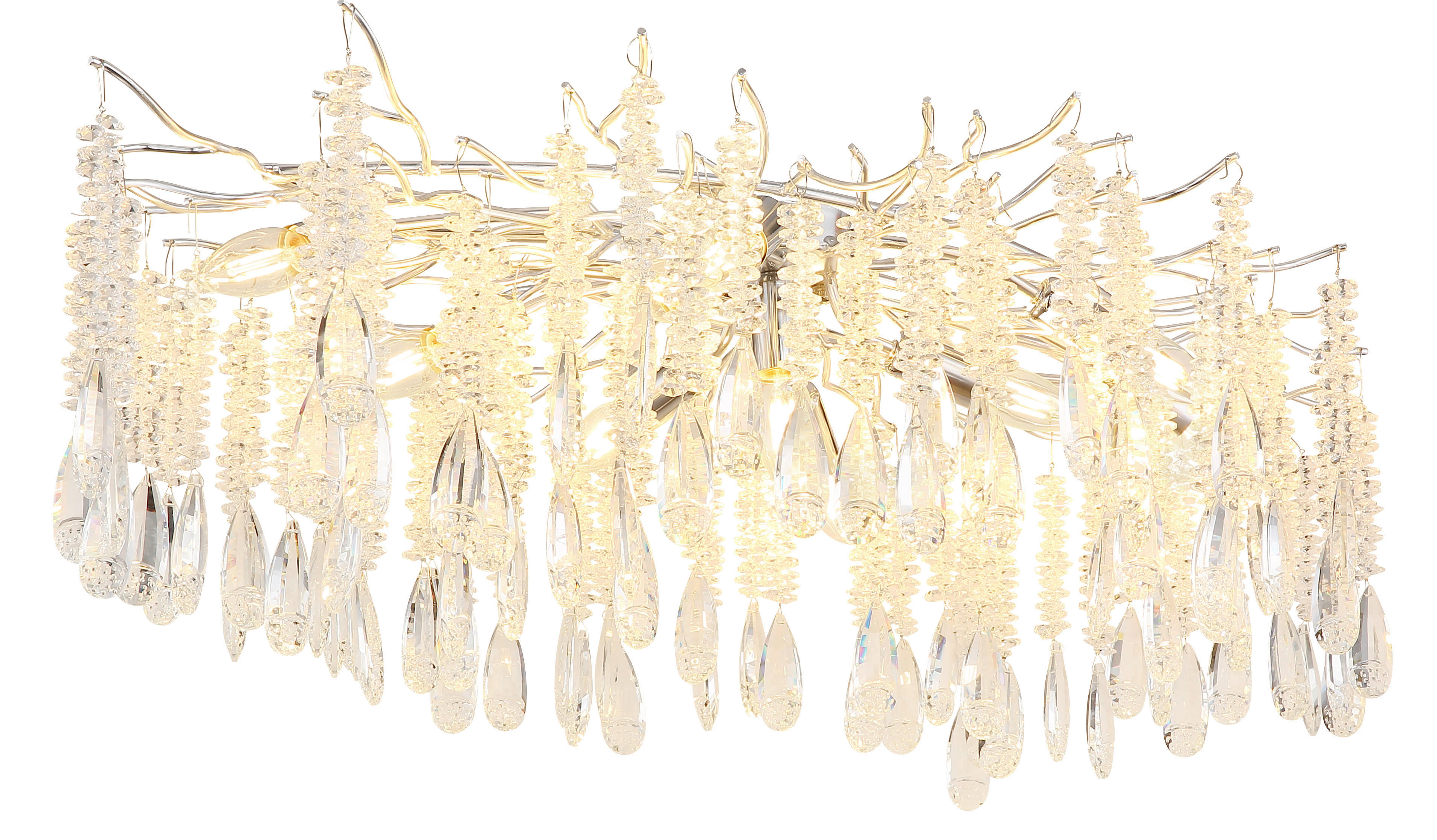 GLOBO Deckenleuchte klar silber Metall Glas B/H/L: ca. 55x45x100 cm E14 10 Brennstellen Kinga - klar/silber (100,00/55,00/45,00cm) - GLOBO