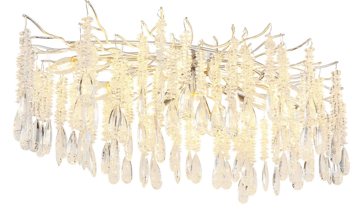 GLOBO Deckenleuchte klar silber Metall Glas B/H/L: ca. 55x45x100 cm E14 10 Brennstellen Kinga - klar/silber (100,00/55,00/45,00cm) - GLOBO