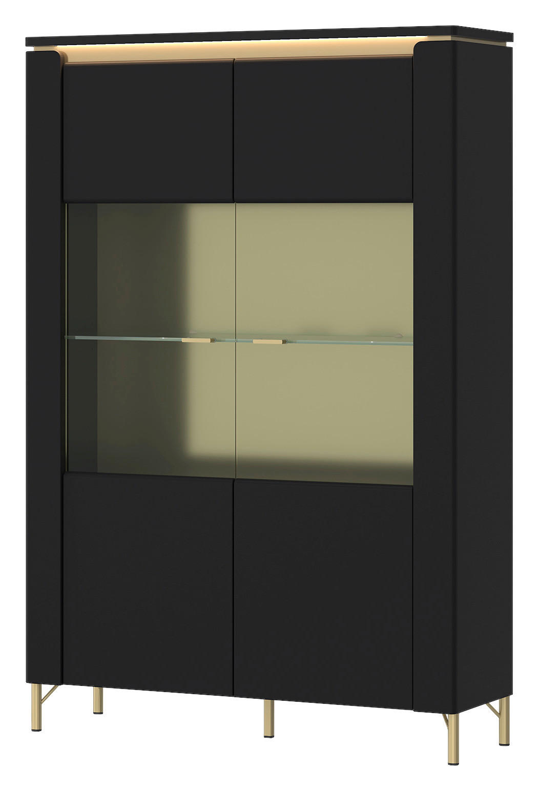 Highboard Norica schwarz matt gold Optik B/H/T: ca. 110x169x40 cm Norica - gold/schwarz (110,00/169,00/40,00cm)