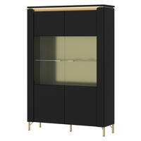 Highboard Norica schwarz matt gold Optik B/H/T: ca. 110x169x40 cm Norica - gold/schwarz (110,00/169,00/40,00cm)