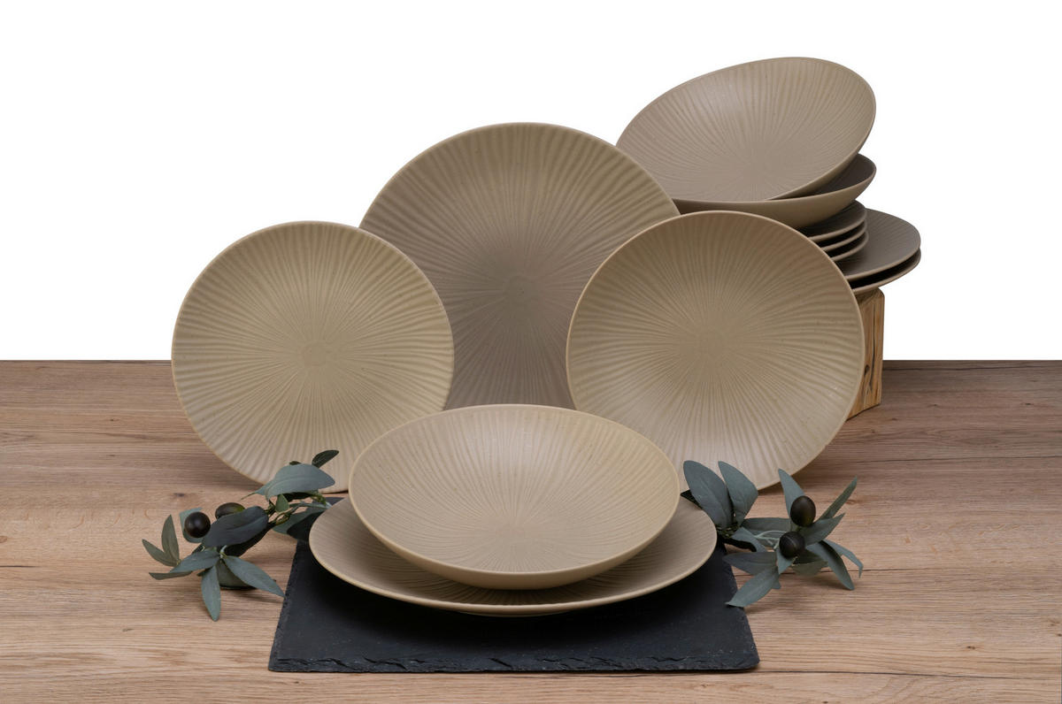 CreaTable Tafelservice Vesuvio Sand sandbeige Steinzeug Vesuvio Sand - sandbeige - CreaTable