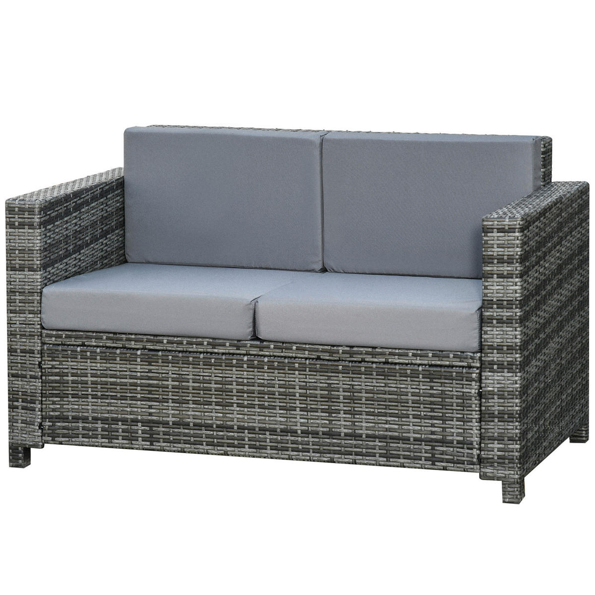 Outsunny Gartensofa grau Polyrattan B/H/L: ca. 70x130x80 cm Rattan_Sofa - grau (80,00/70,00/130,00cm) - Outsunny