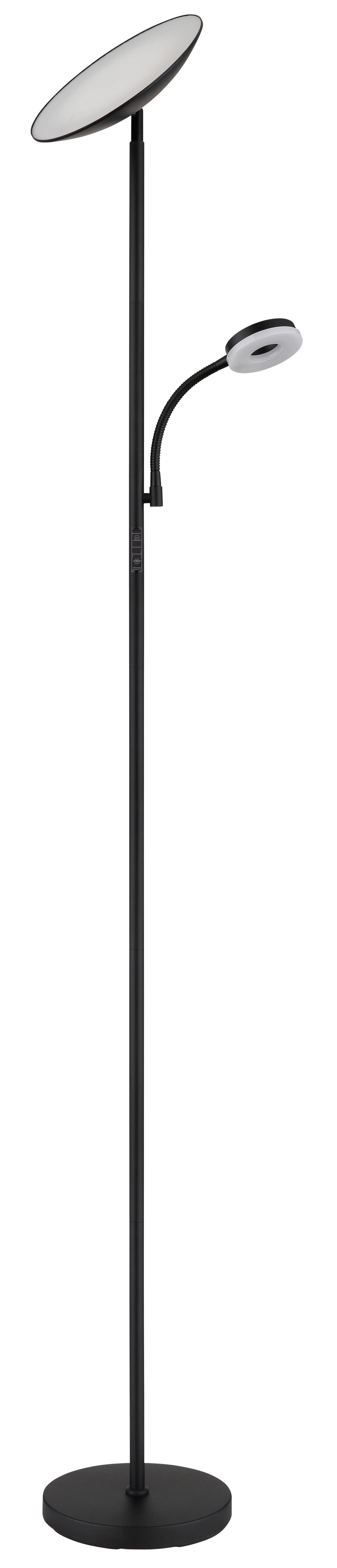 GLOBO LED-Deckenfluter Opal Chrom schwarz Metall Kunststoff H/D: ca. 179x25 cm 1 Brennstellen SKOPO - schwarz/Opal (25,00/179,00cm) - GLOBO