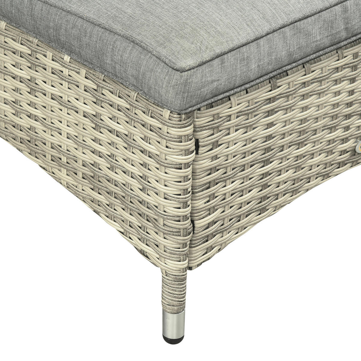 Outsunny Gartenliege-Set mit Tisch grau Polyrattan B/H/L: ca. 73x103x200 cm Gartenliege-Set mit Tisch - grau (200,00/73,00/103,00cm) - Outsunny