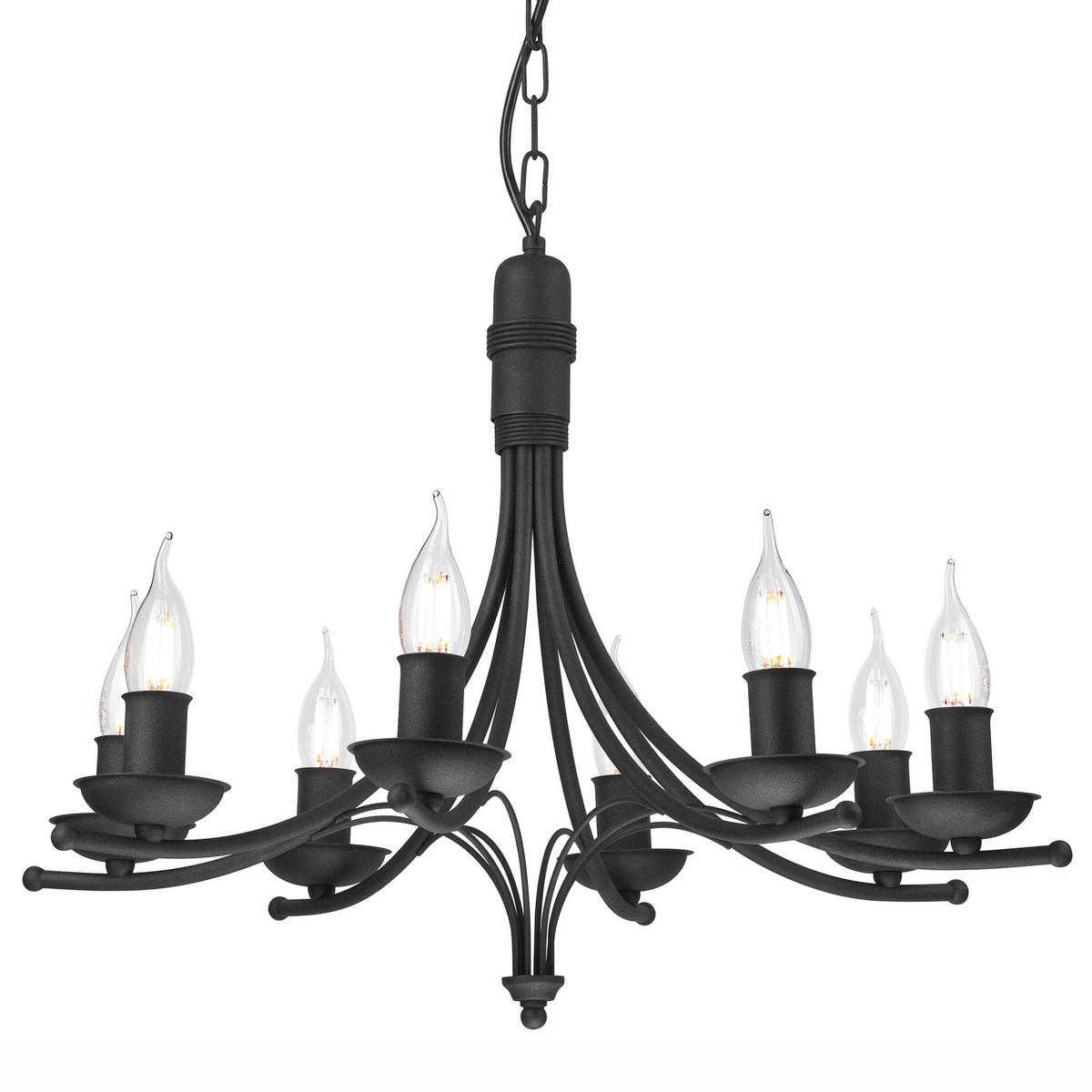 Lamkur Pendelleuchte LUCY 44125 schwarz Stahl H/L: ca. 100x58 cm E14 8 Brennstellen Lucy - schwarz (58,00cm) - Lamkur