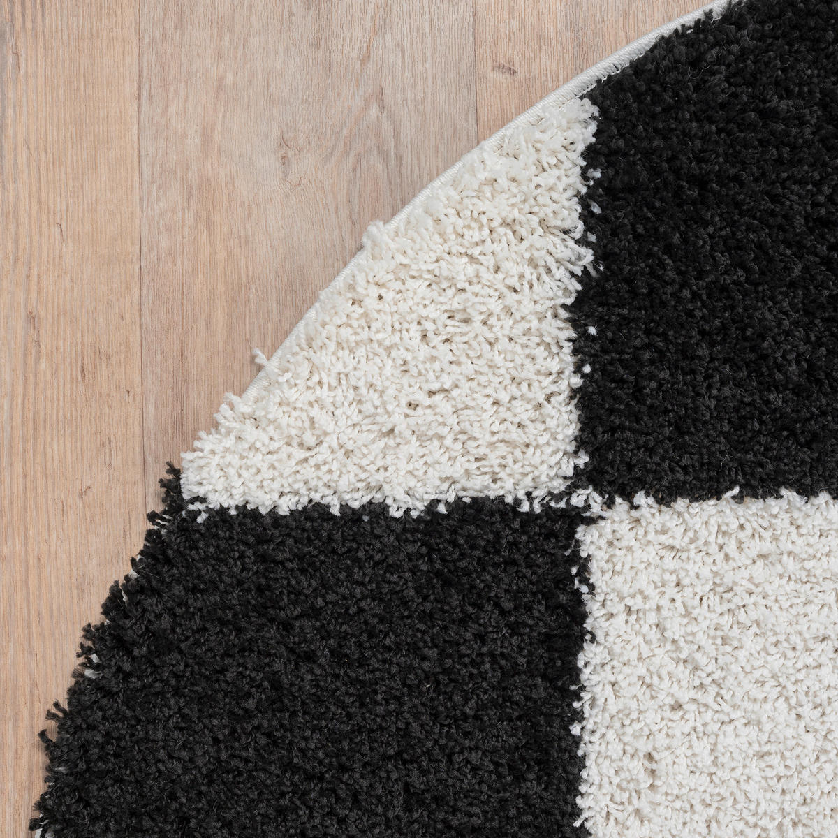 Sanat Hochflorteppich MILANO schwarz D: ca. 120 cm MILANO - schwarz (120,00cm) - Sanat