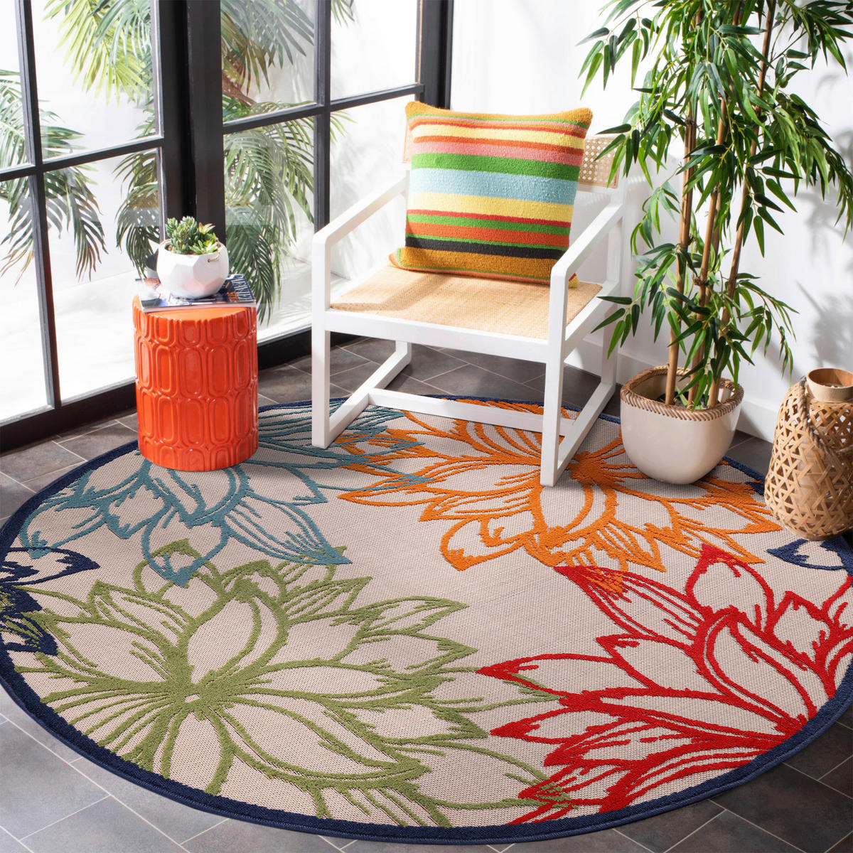 Sanat Outdoorteppich FLORAL bunt B/L: ca. 150x150 cm FLORAL - bunt (150,00/150,00cm) - Sanat