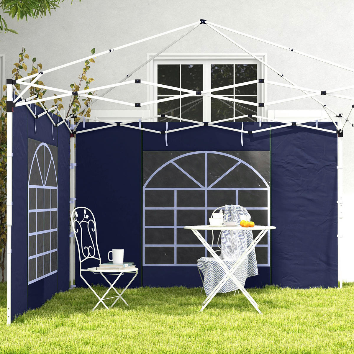Outsunny Pavillon-Seitenwände blau Polyester H/L: ca. 195x295 cm Pavillon-Seitenwände - blau (295,00cm) - Outsunny