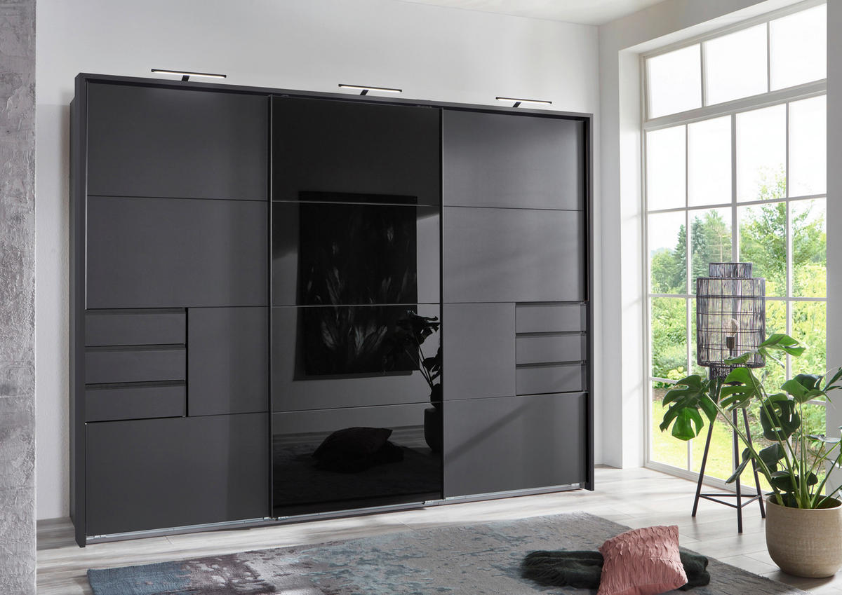 Schwebetürenschrank Saigon Graphit B/H/T: ca. 270x210x64 cm Saigon - Graphit/schwarz (270,00/210,00/64,00cm)