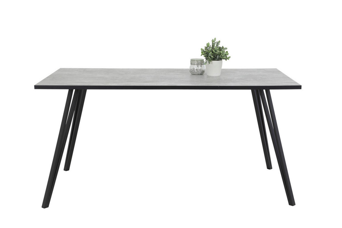 Esstisch Oksana Beton Optik schwarz pulverbeschichtet B/H/T: ca. 160x76x90 cm Oksana - Beton/schwarz (160,00/76,00/90,00cm)