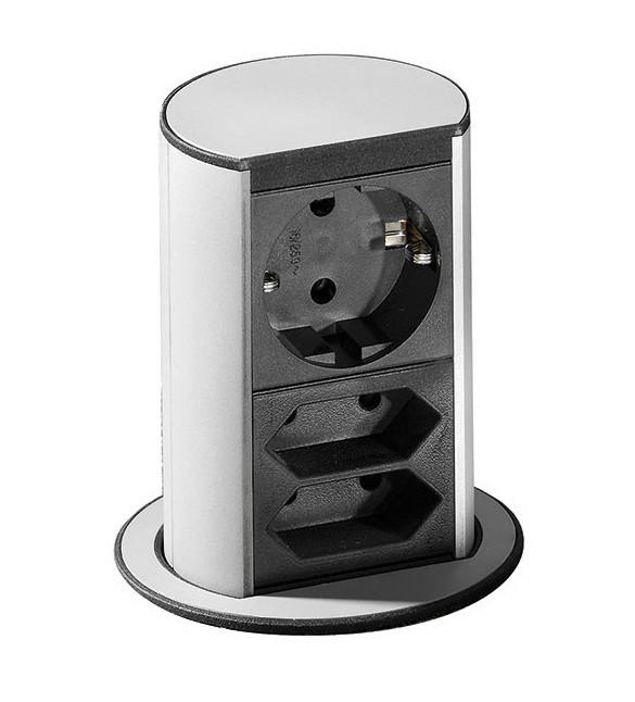 Naber Steckdosenelement Elevator 3 schwarz Edelstahl Kunststoff B/H/D: ca. 8,6x9,5x11,4 cm Elevator 3 - schwarz (11,40/9,50cm) - Naber