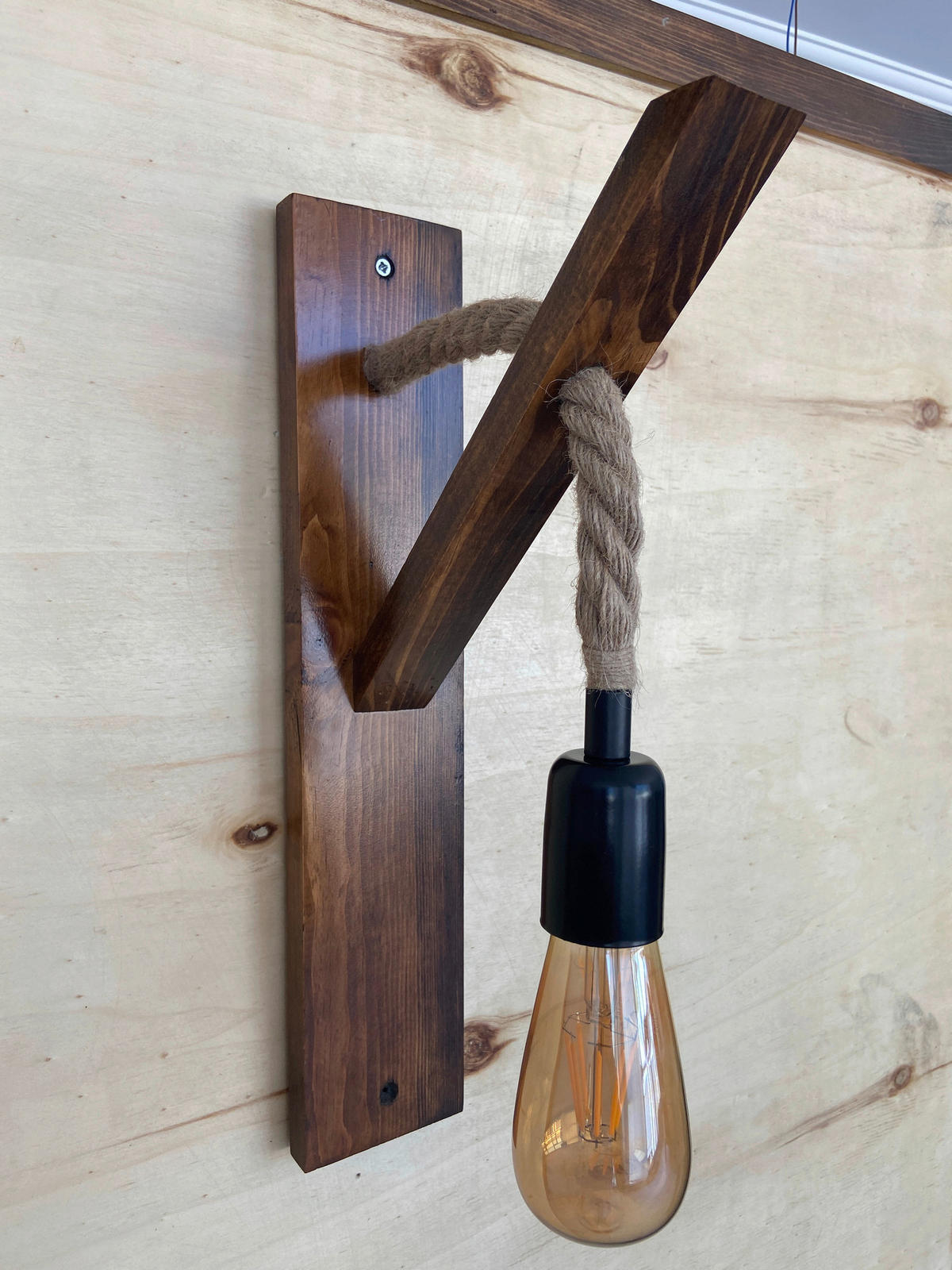 Opviq Wandleuchte nussbaum Kiefer B/H/L: ca. 9x45x23 cm E27 1 Brennstellen Ahsap Aplik 18 - nussbaum (23,00/9,00/45,00cm) - Opviq