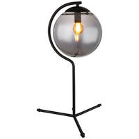 GLOBO Tischleuchte mattschwarz Rauch Metall Glas H/D: ca. 50x35 cm E14 1 Brennstellen PORRY - mattschwarz/Rauch (35,00/50,00cm) - GLOBO