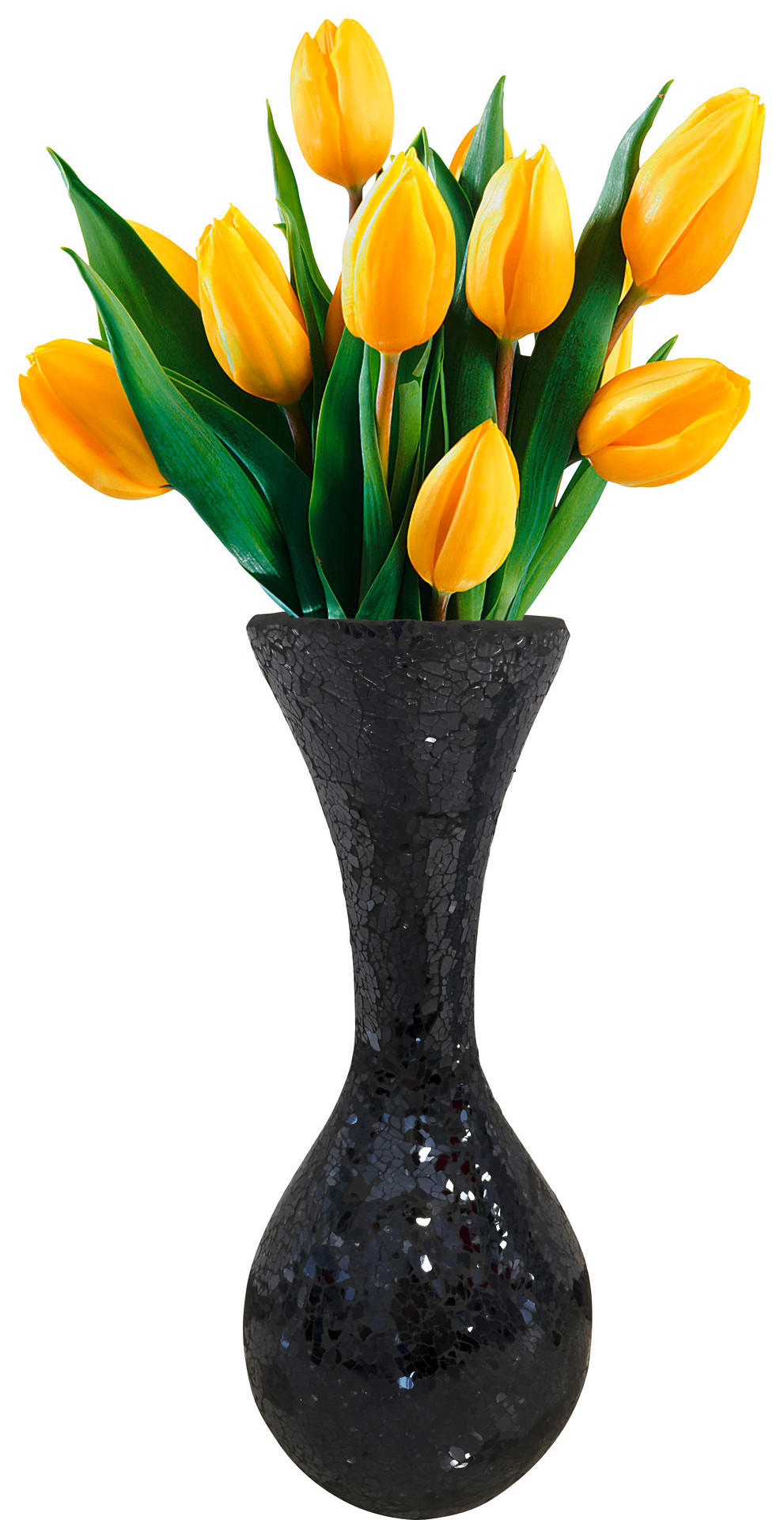 POCOline Vase schwarz Glas B/H/L: ca. 20x44x20 cm Vase_Mosaik - schwarz (20,00/20,00/44,00cm) - POCOline