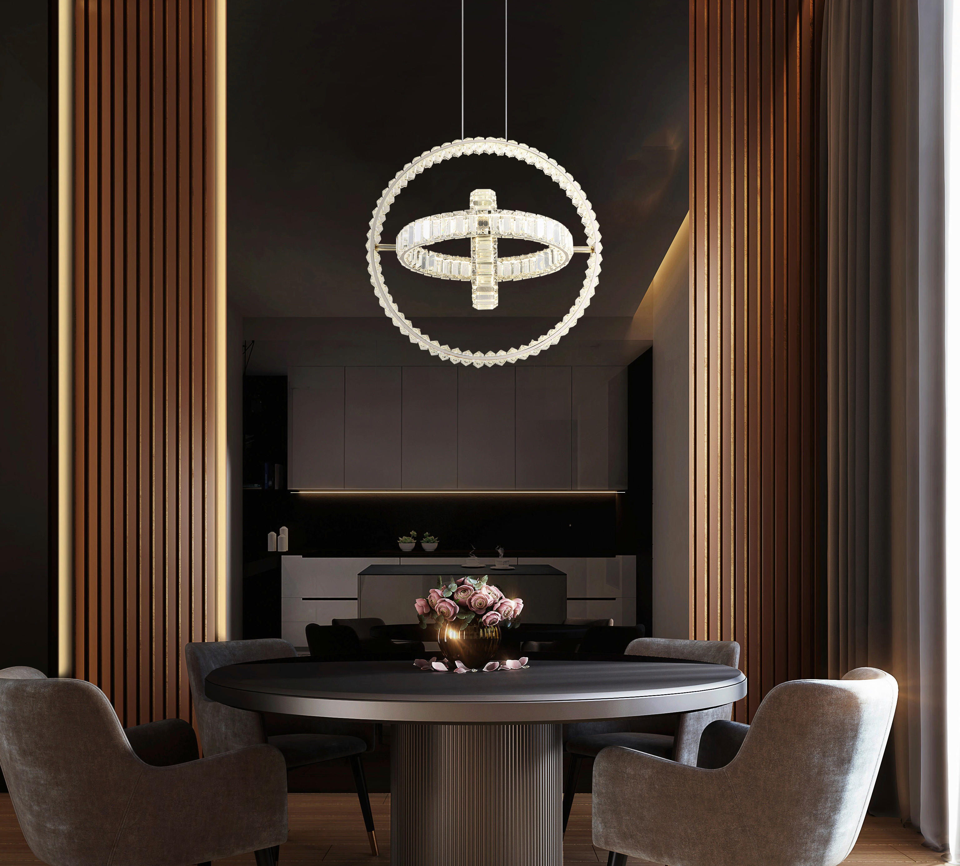 Thumbnail - GLOBO LED-Pendelleuchte NEIL 67339-115C Chrom klar Edelstahl Metall B/H/L: ca. 40x120x50 cm 1.0 Brennstellen