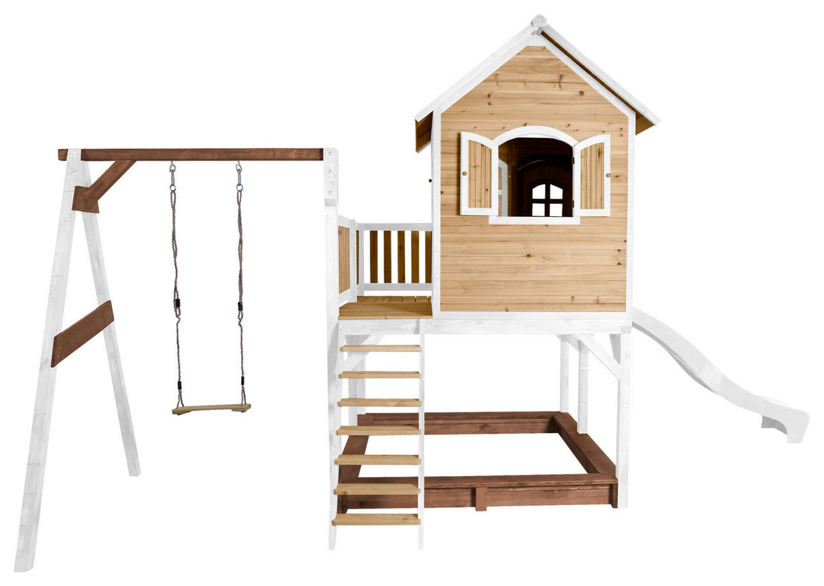 AXI Spielhaus Liam braun B/H/L: ca. 541x291x277 cm Liam - braun/weiß (277,00/541,00/291,00cm) - AXI
