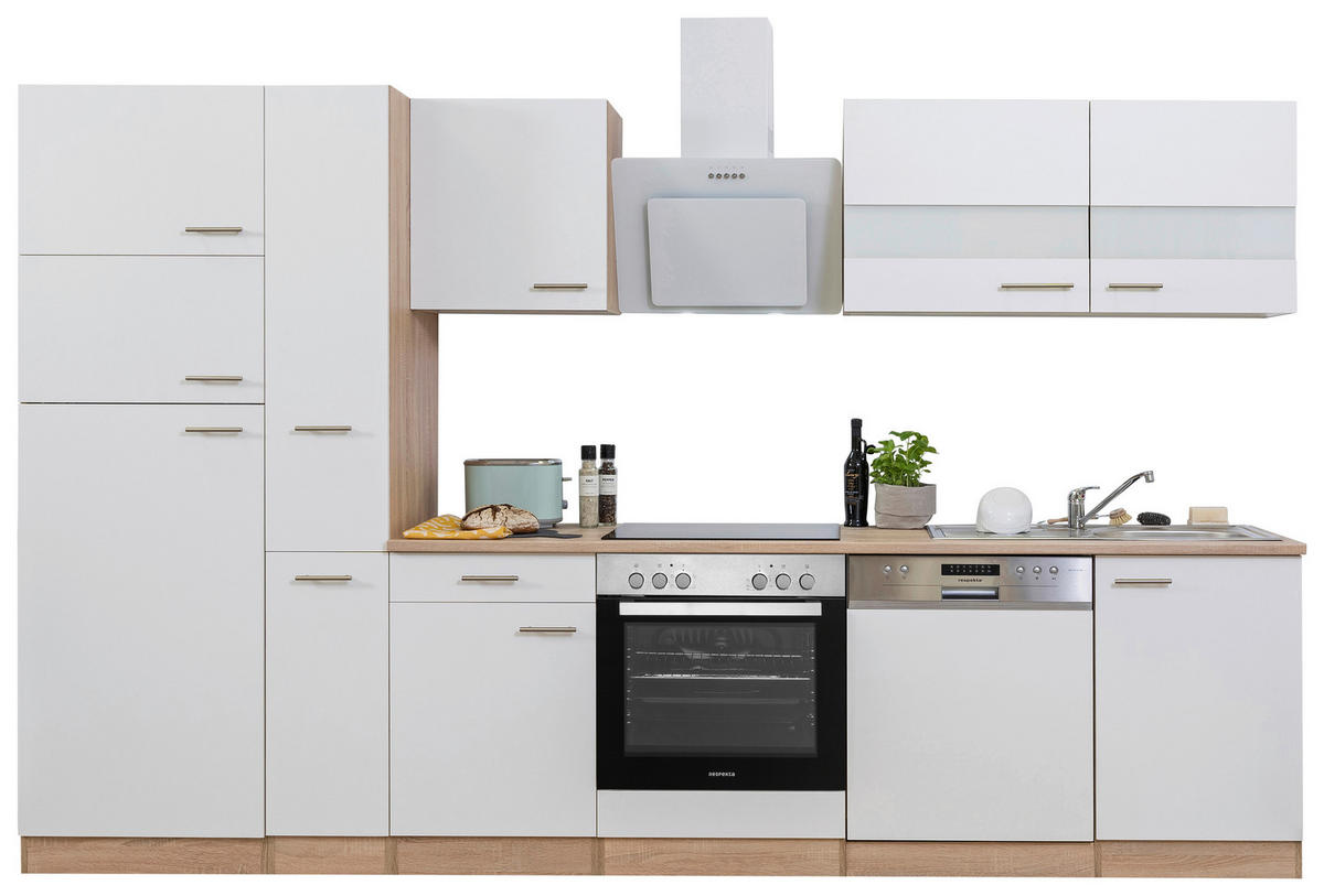 Respekta Küchenblock Economy weiß matt B/H/T: ca. 310x200x60 cm Economy - Eiche/weiß (310,00/200,00/60,00cm) - Respekta