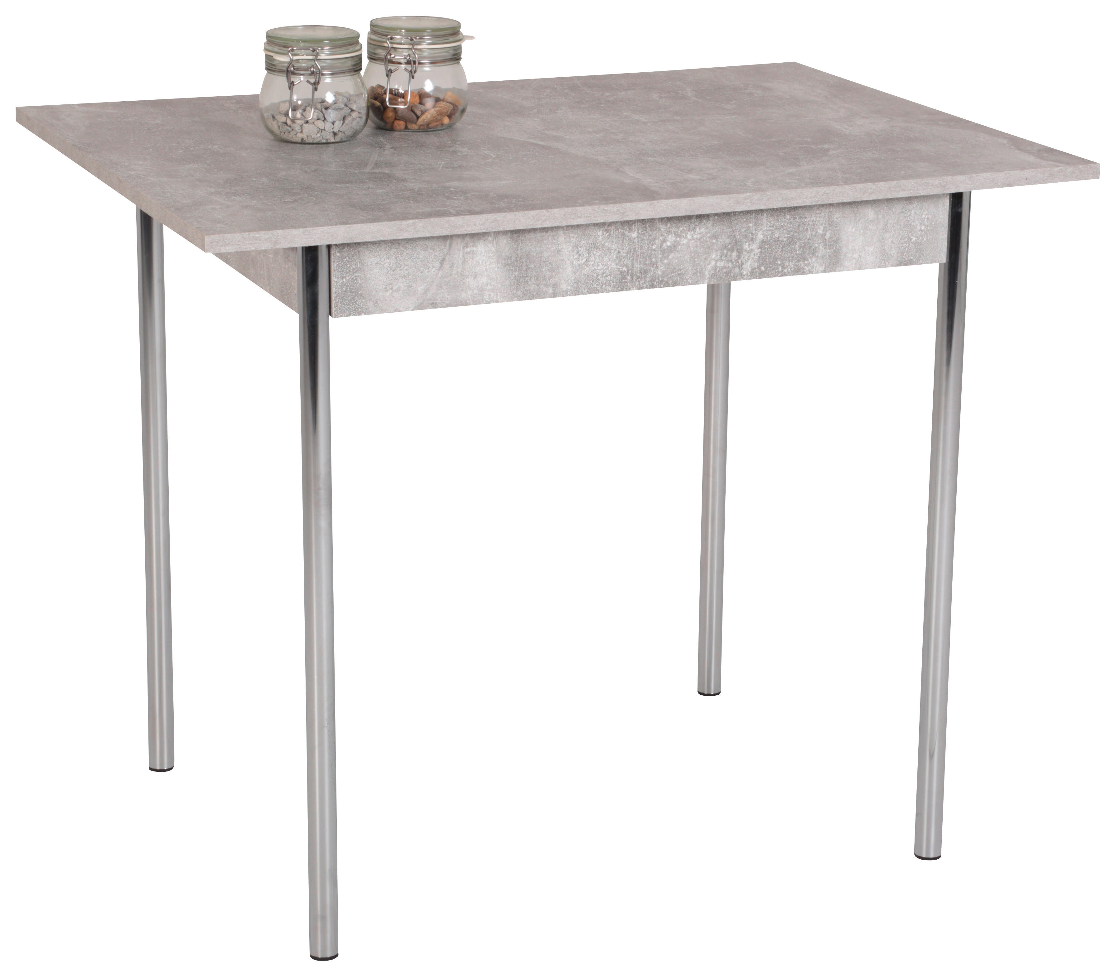 Küchentisch Köln Beton Optik B/H/T: ca. 75x72x55 cm Köln - Chrom (75,00/72,00/55,00cm)
