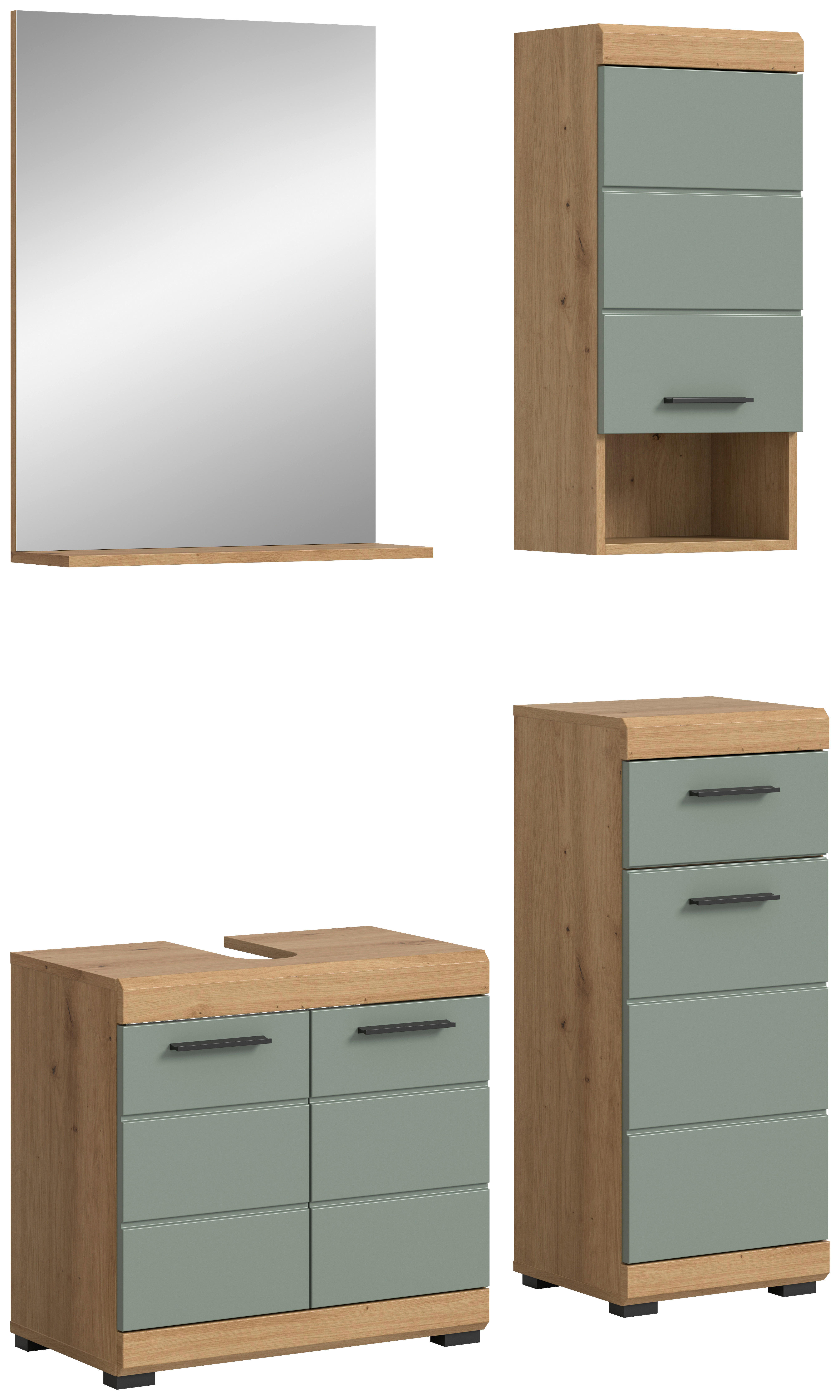 Badezimmer-Set Scout Eiche Artisan Nachbildung salbei Nachbildung B/H/T: ca. 112x191x34 cm Scout - Eiche/salbei (112,00/191,00/34,00cm) - xonox.home