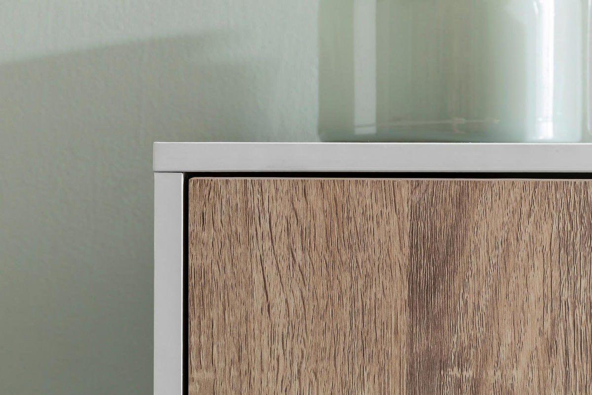 Sideboard weiß Eiche Sonoma Nachbildung B/H/T: ca. 89x91x29 cm Sideboard - Eiche/weiß (89,00/91,00/29,00cm) - Wohnling