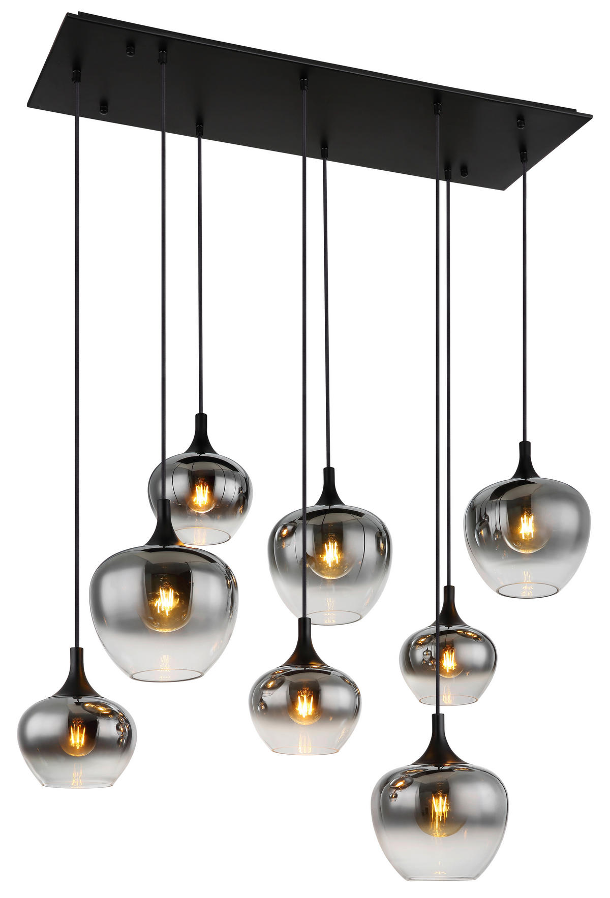 GLOBO Pendelleuchte schwarz Metall B/H/T: ca. 45x120x105 cm E27 8 Brennstellen MAXY - schwarz (45,00/120,00/105,00cm) - GLOBO