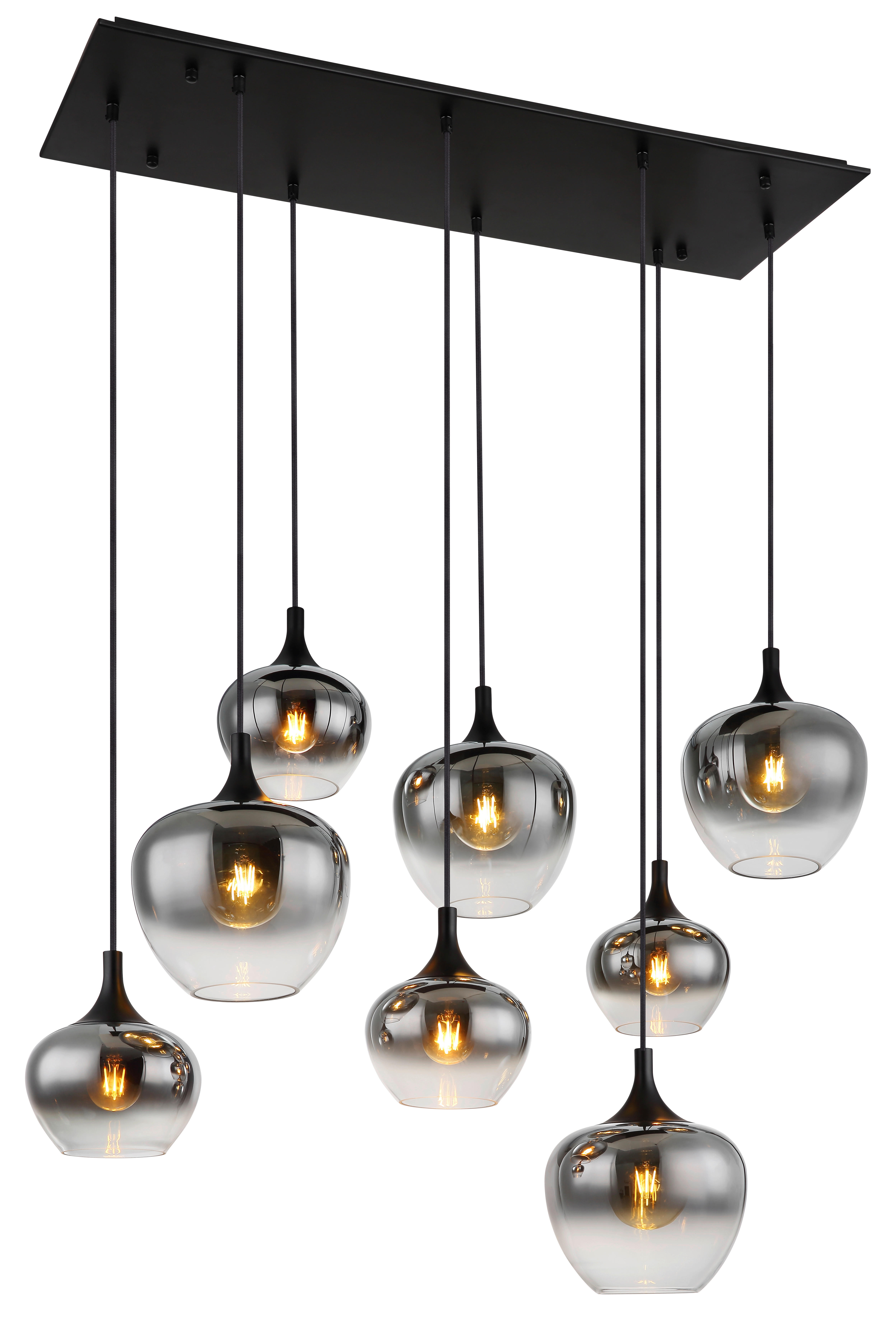 GLOBO Pendelleuchte schwarz Metall B/H/T: ca. 45x120x105 cm E27 8 Brennstel günstig online kaufen