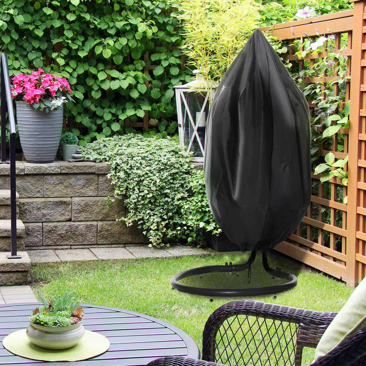 Outsunny Schutzhülle mit Tasche schwarz Kunststoff H/D: ca. 190x115 cm Schützhülle_Outdoor mit Tasche - schwarz (115,00/190,00cm) - Outsunny