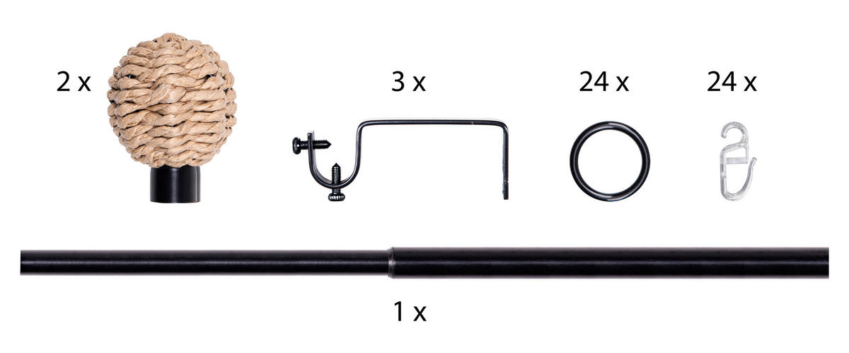 Stilgarnitur Boho schwarz Metall D: ca. 1,6 cm ausziehbar von ca. 130 bis 240 cm 1.0 Läufe Boho - schwarz (1,60cm)