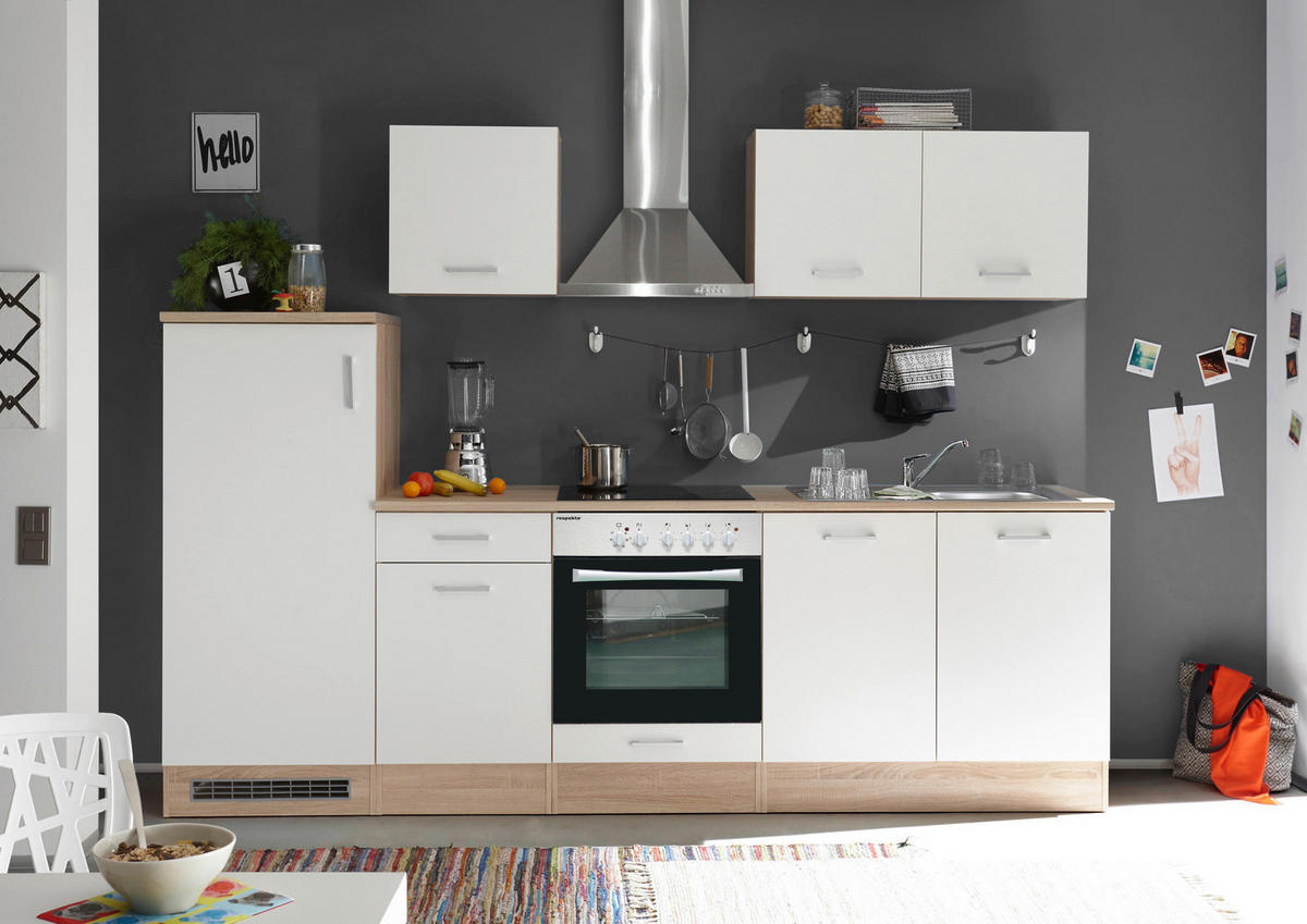 Respekta Küchenblock Economy weiß matt B/H/T: ca. 270x200x60 cm Economy - Eiche/weiß (270,00/200,00/60,00cm) - Respekta