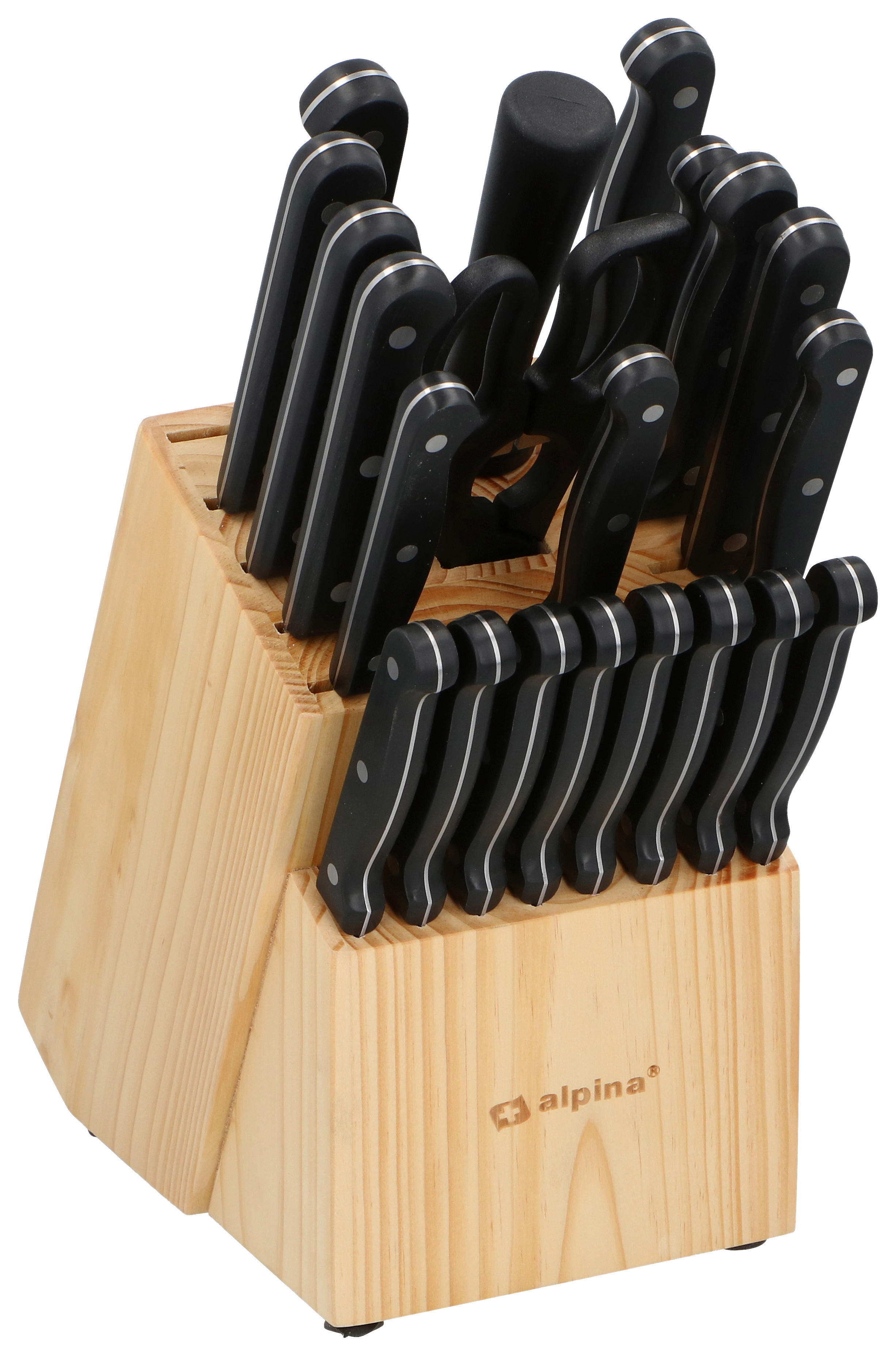 Alpina Messerblock schwarz Holz 22 tlg. Messerblock - schwarz - Alpina