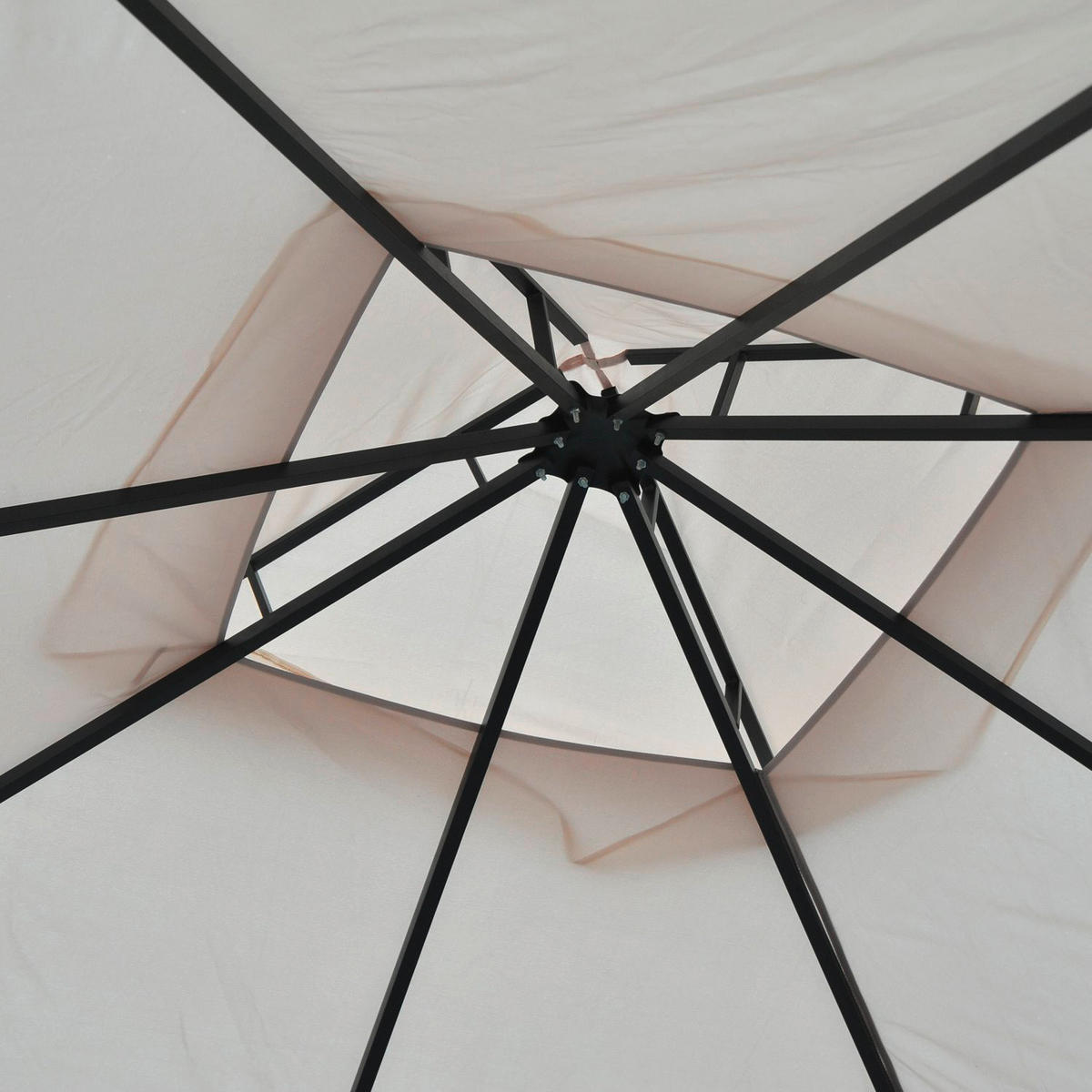 Outsunny Gartenpavillon beige Metall B/H/L: ca. 300x275x300 cm Gartenpavillon_mit_Doppeldach - beige/schwarz (300,00/300,00/275,00cm) - Outsunny