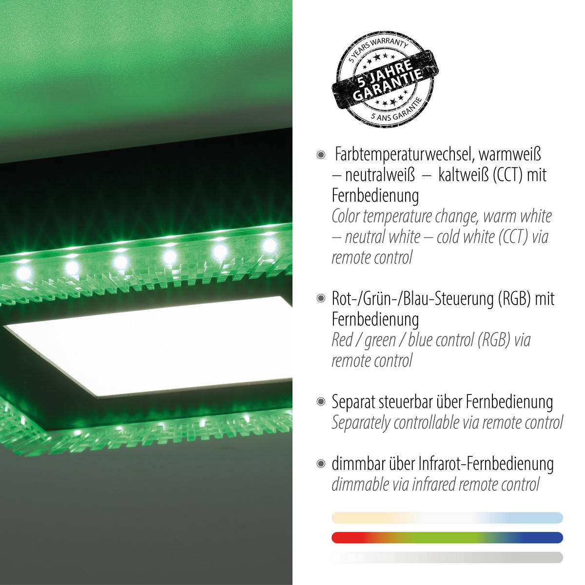 Just Light LED-Deckenleuchte 14510-18 schwarz Kunststoff B/H/L: ca. 20x5x20 cm ACRI - schwarz (20,00/20,00/5,00cm) - Just Light